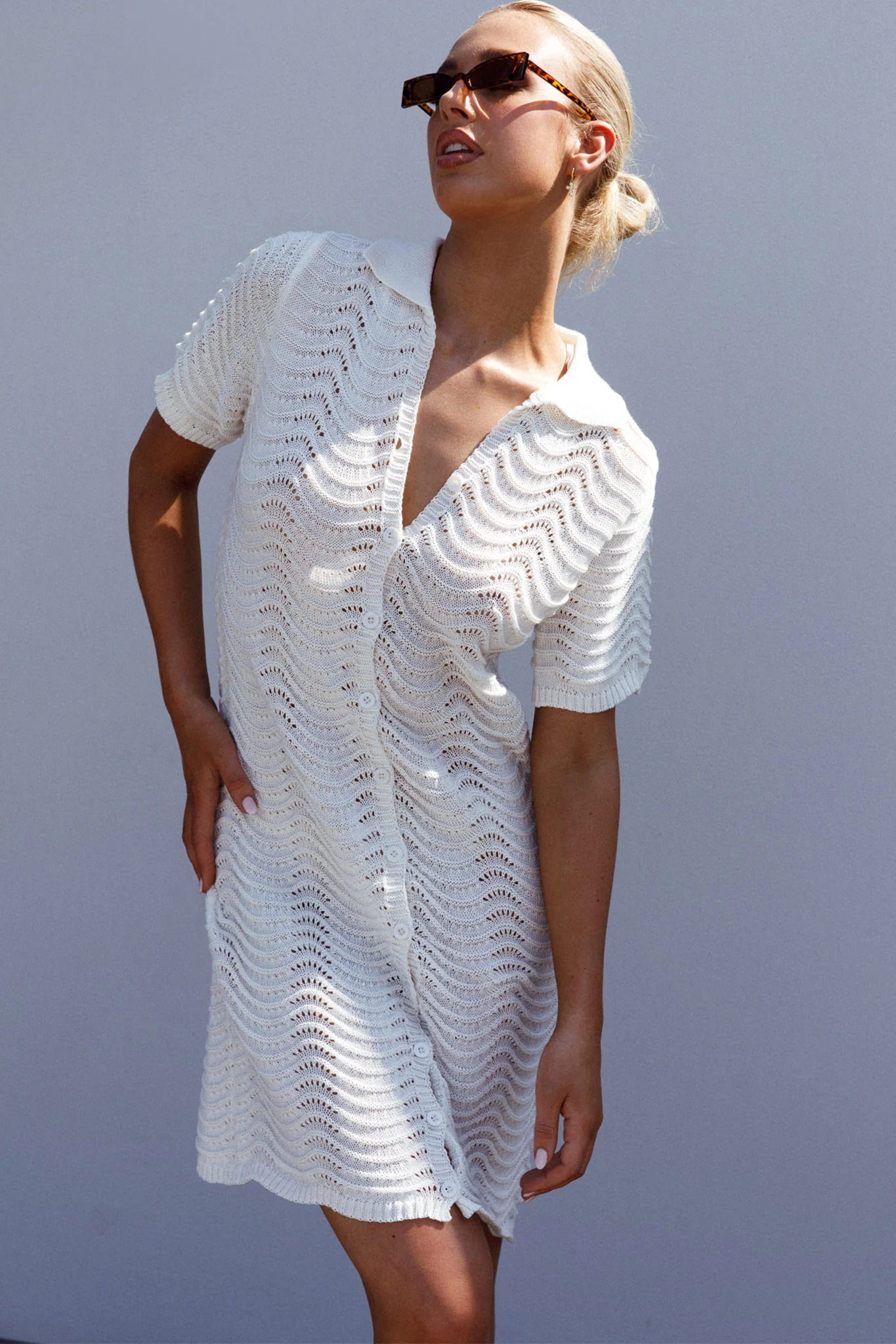 Glennon B Crochet Shirt Dress White - Image 3