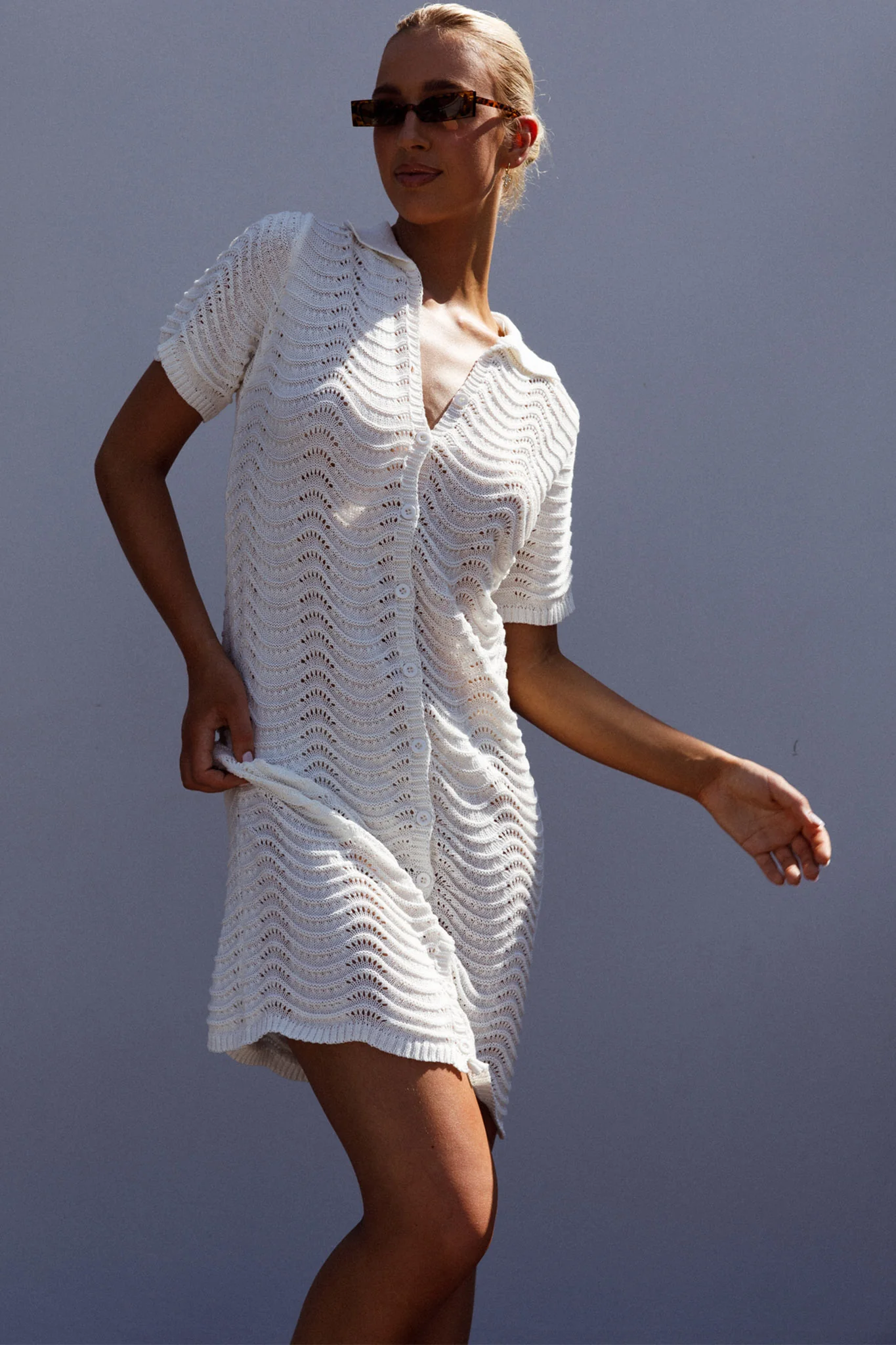 Glennon B Crochet Shirt Dress White - Image 4