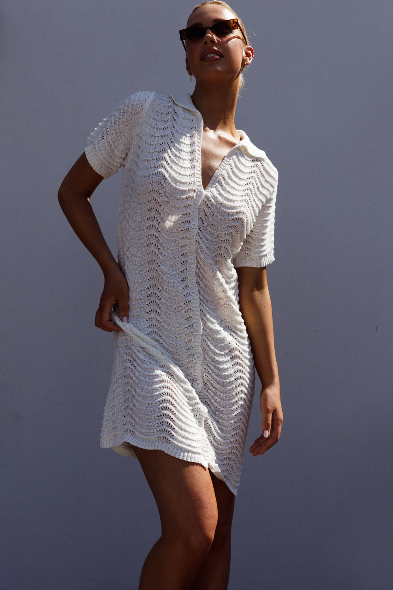 Glennon B Crochet Shirt Dress White - Image 5