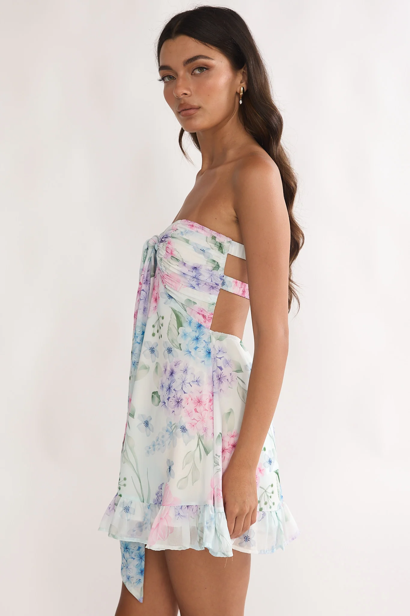 Gloria Day Tied Bust Strapless Mini Dress Lilac - Image 7