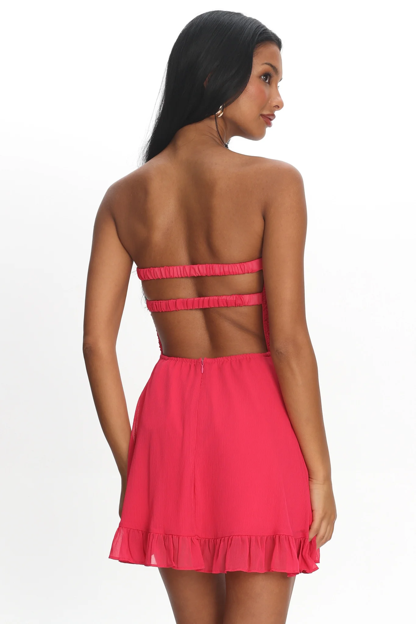 Gloria Day Tied Bust Strapless Mini Dress Raspberry - Image 3