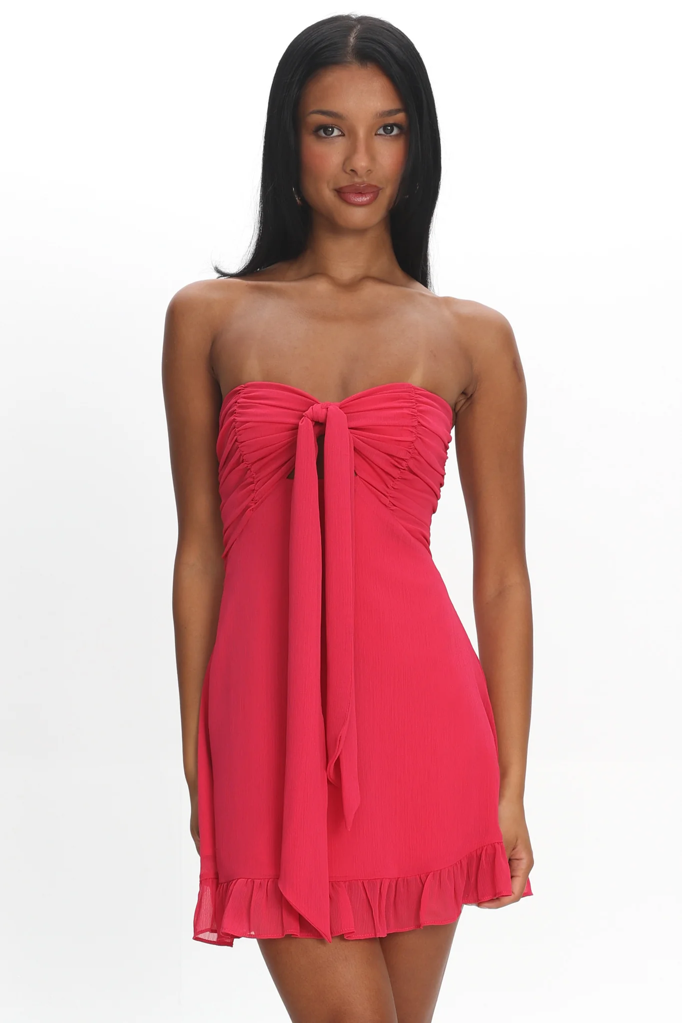 Gloria Day Tied Bust Strapless Mini Dress Raspberry - Image 5
