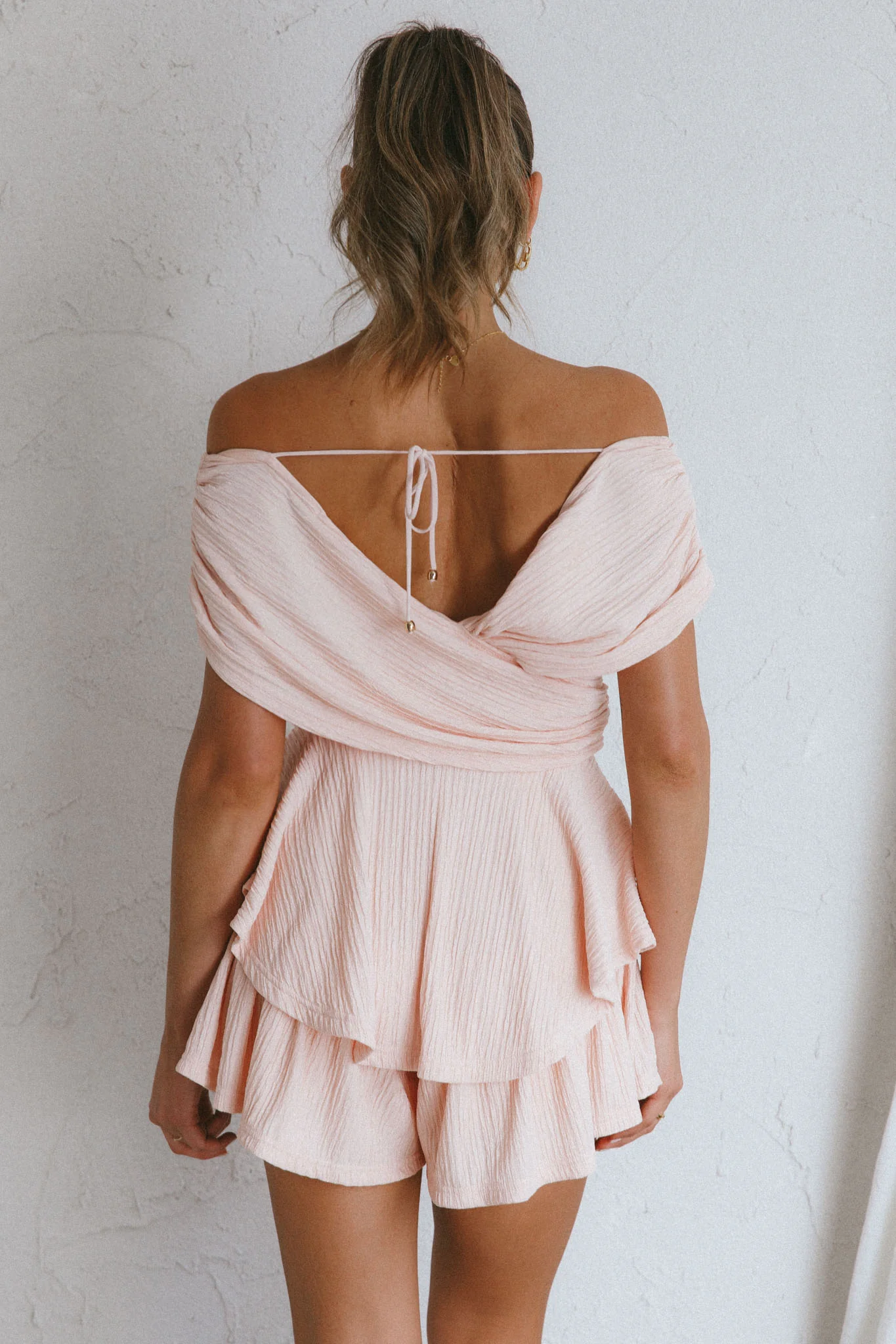 Glory Crossover Bust Layered Hem Romper Blush - Image 8