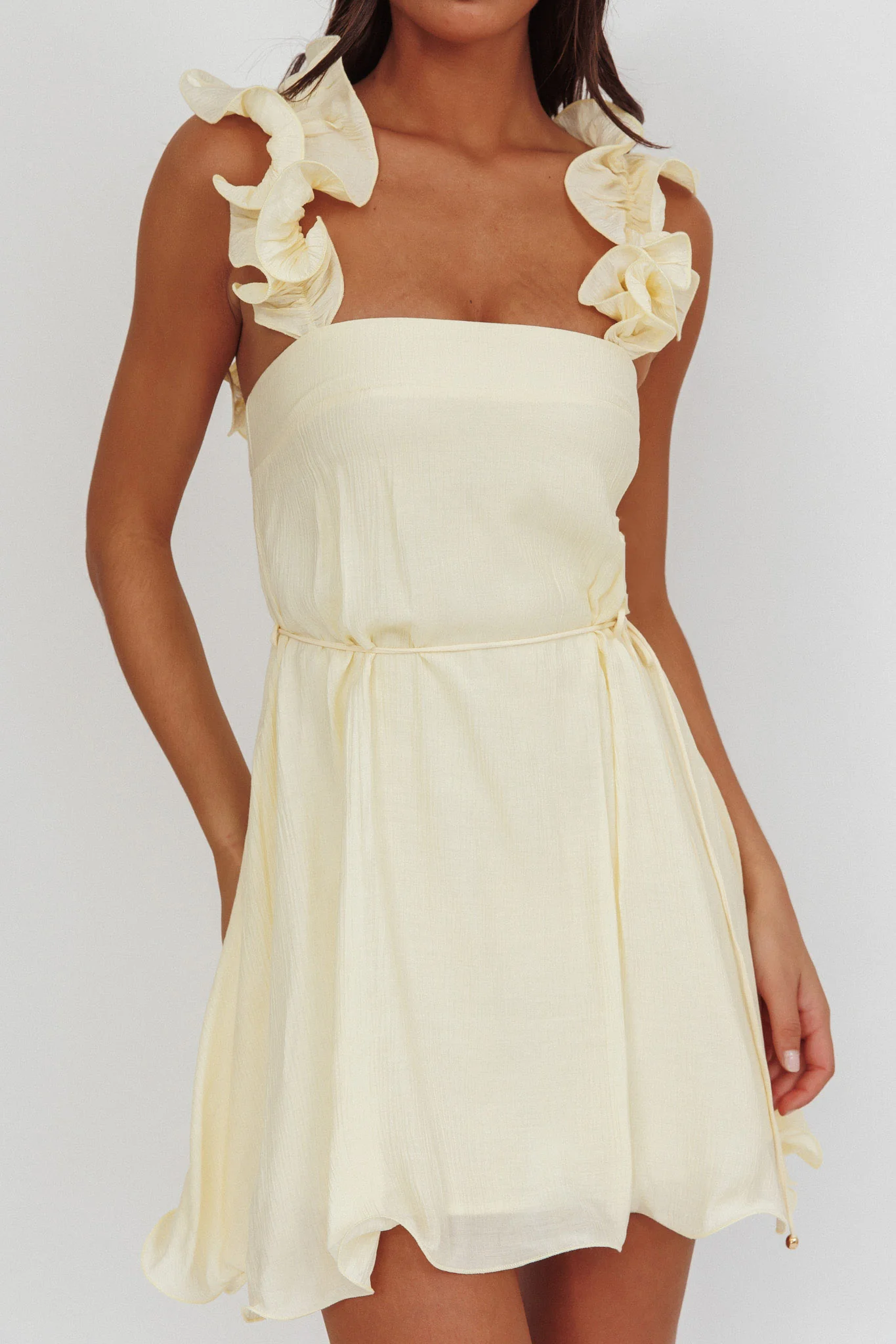 Glow Lettuce Edge Strap Mini Dress Butter - Image 3