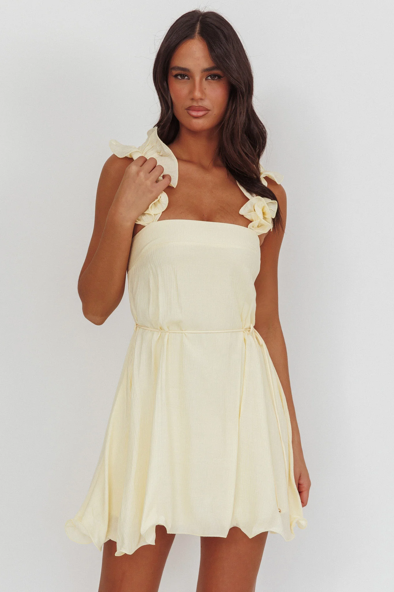 Glow Lettuce Edge Strap Mini Dress Butter - Image 5