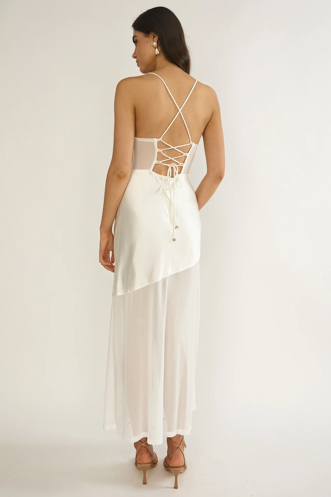Golden Era Sheer Waist Maxi Dress Oyster - Image 2