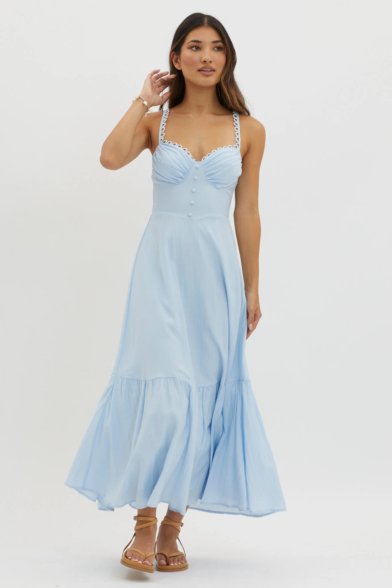 Golden Suns Scallop Trim Midi Dress Baby Blue - Image 5
