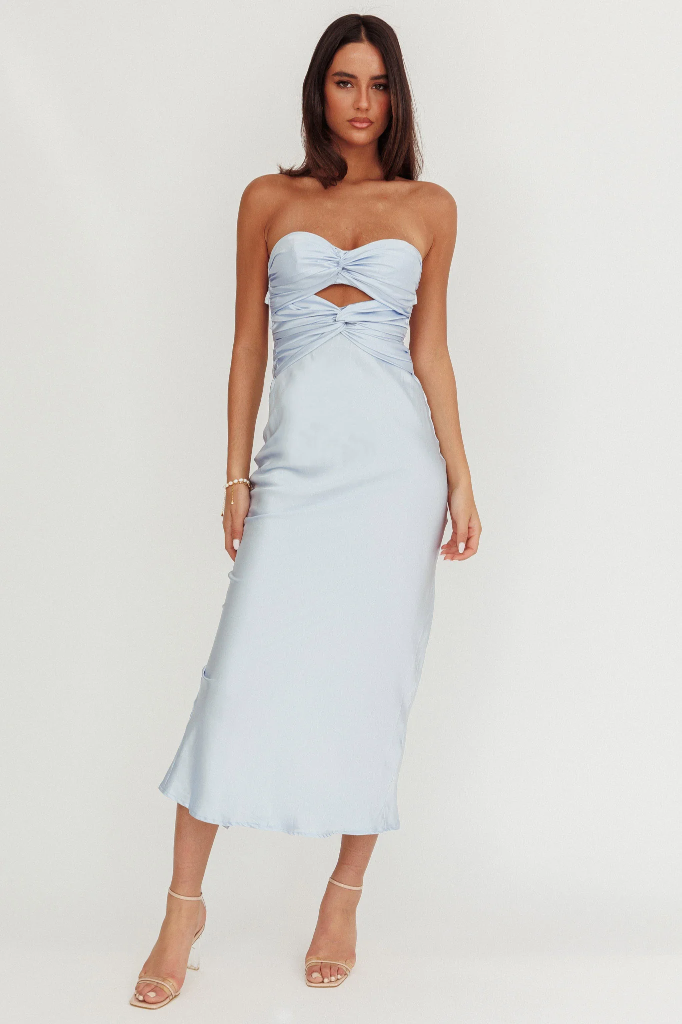 Good Impression Double Twist Maxi Dress Steel Blue - Image 4