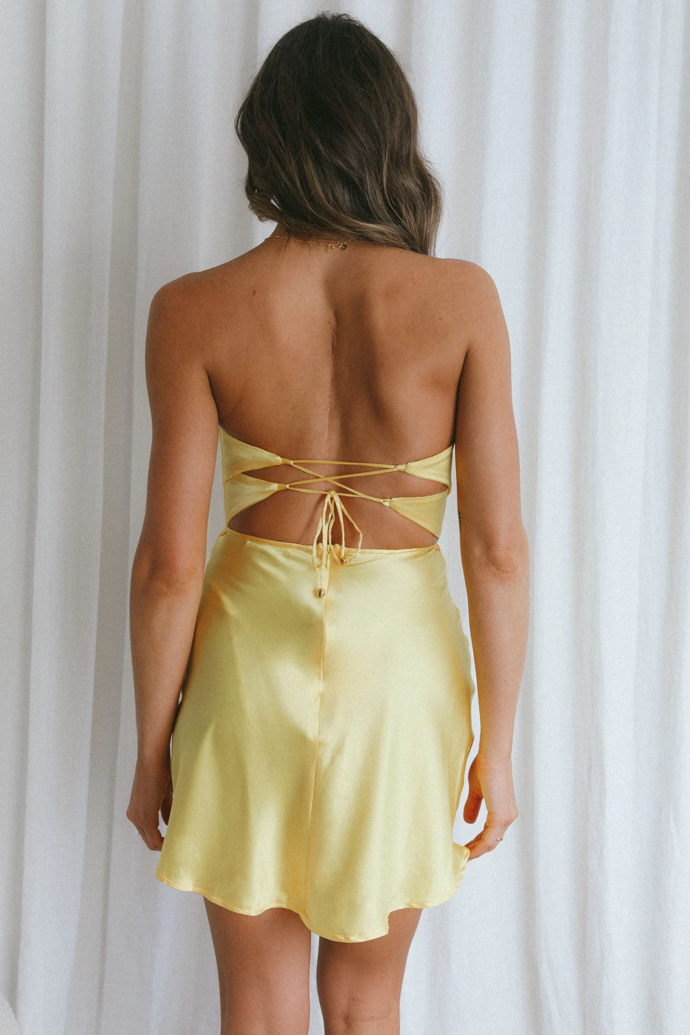 Good Impression Double Twist Mini Dress Yellow - Image 2