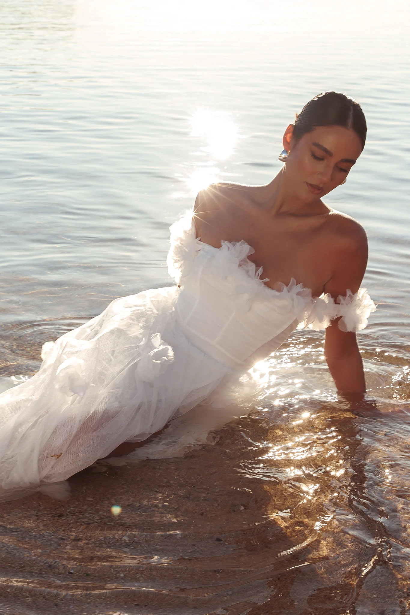 Good Things Tulle Rosette Maxi Dress Ivory - Image 3