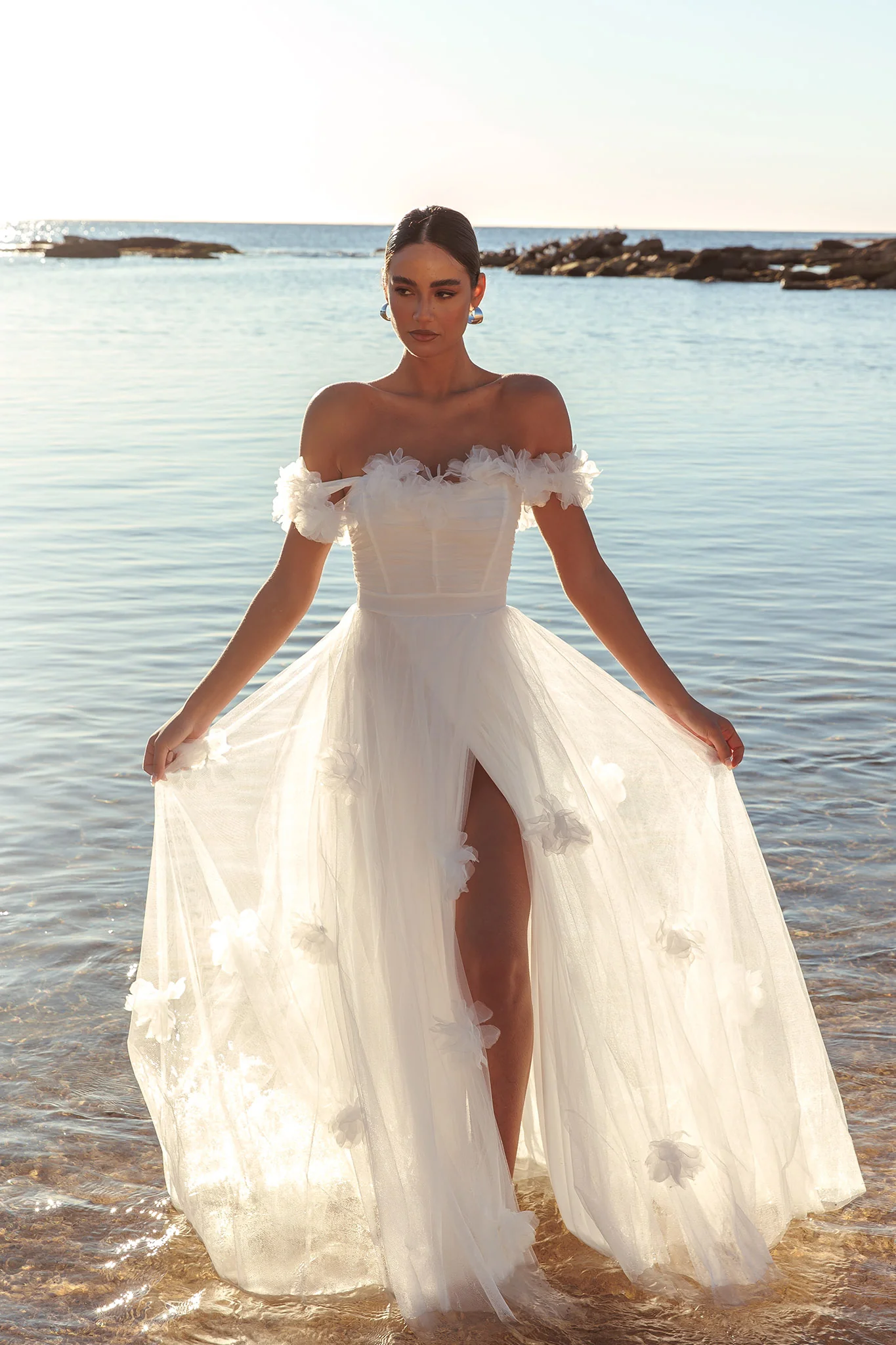 Good Things Tulle Rosette Maxi Dress Ivory - Image 4