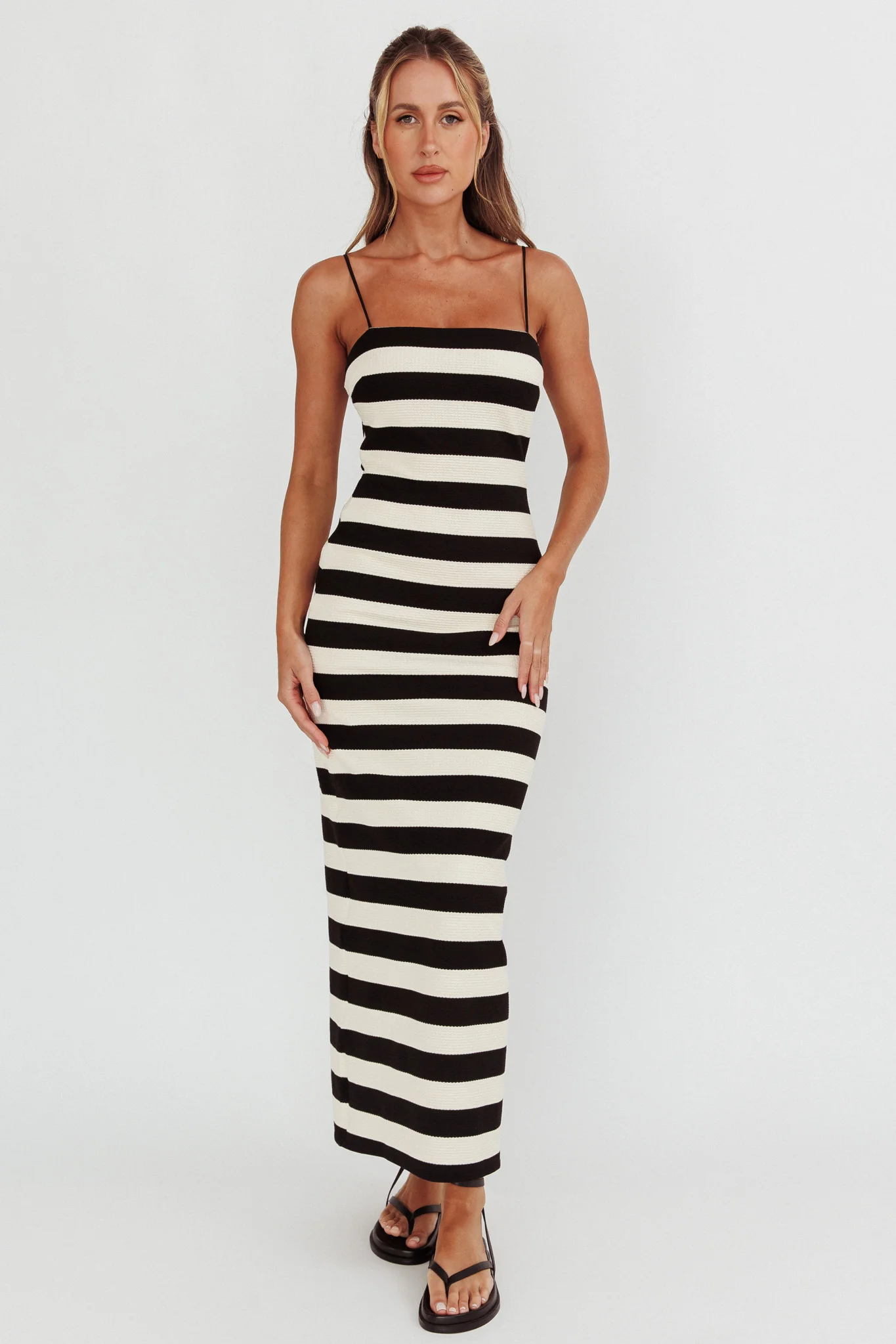 Gracey Cami Strap Maxi Dress Stripe Black - Image 3
