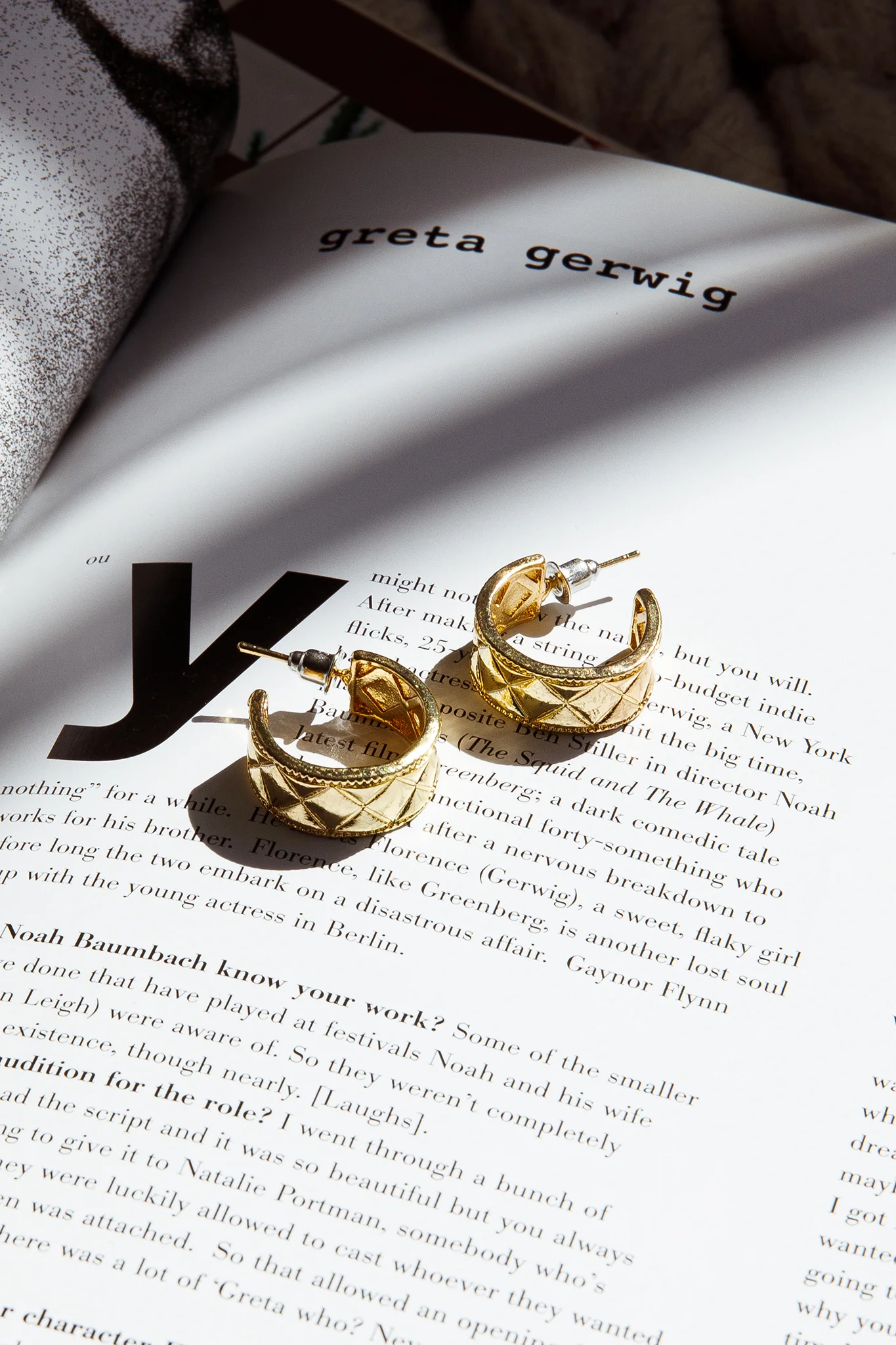 Gracie Etched Small Hoop Earrings Gold - Image 2