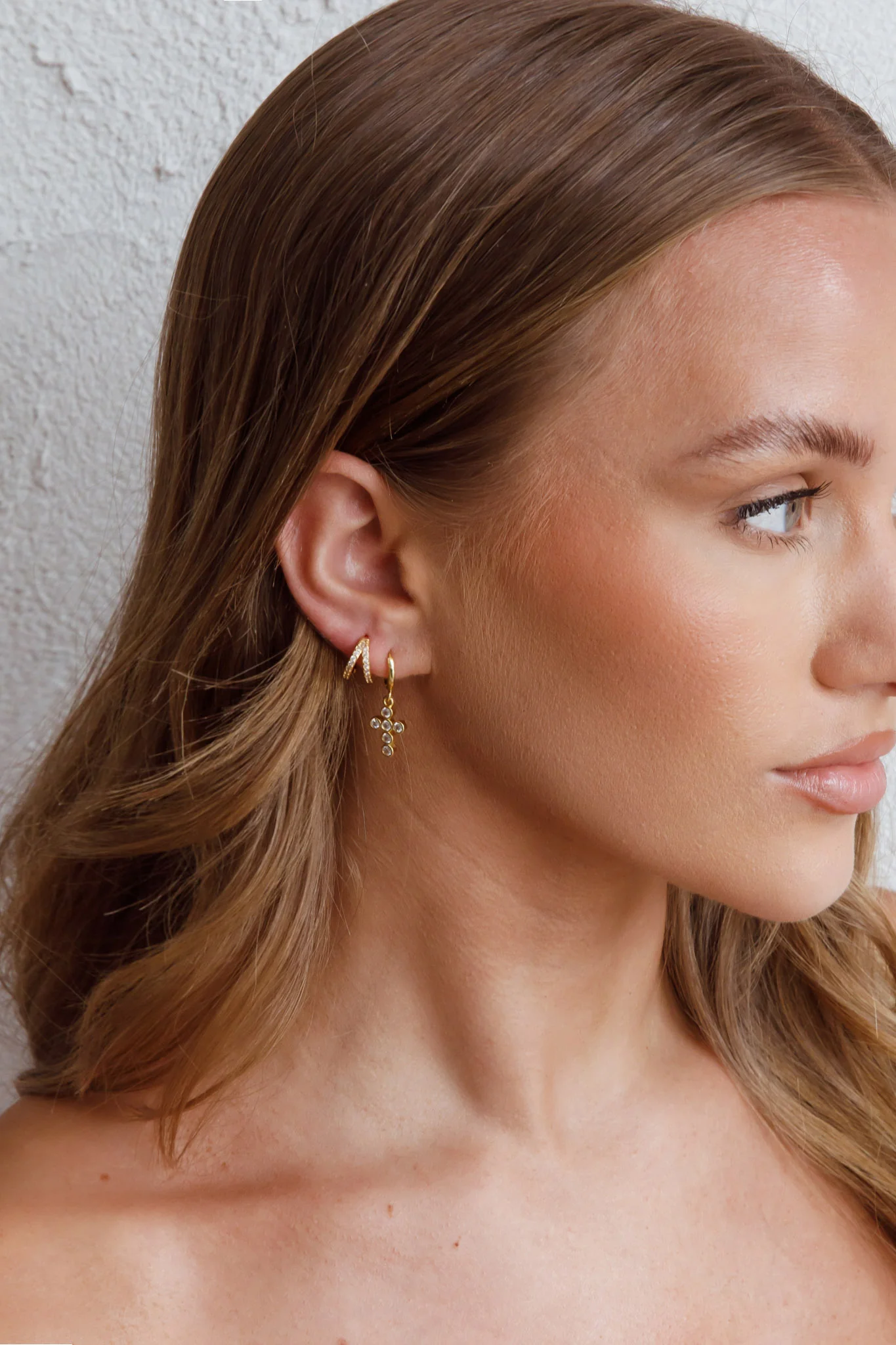 Graduation Diamante Hoop Earrings Gold - Image 3