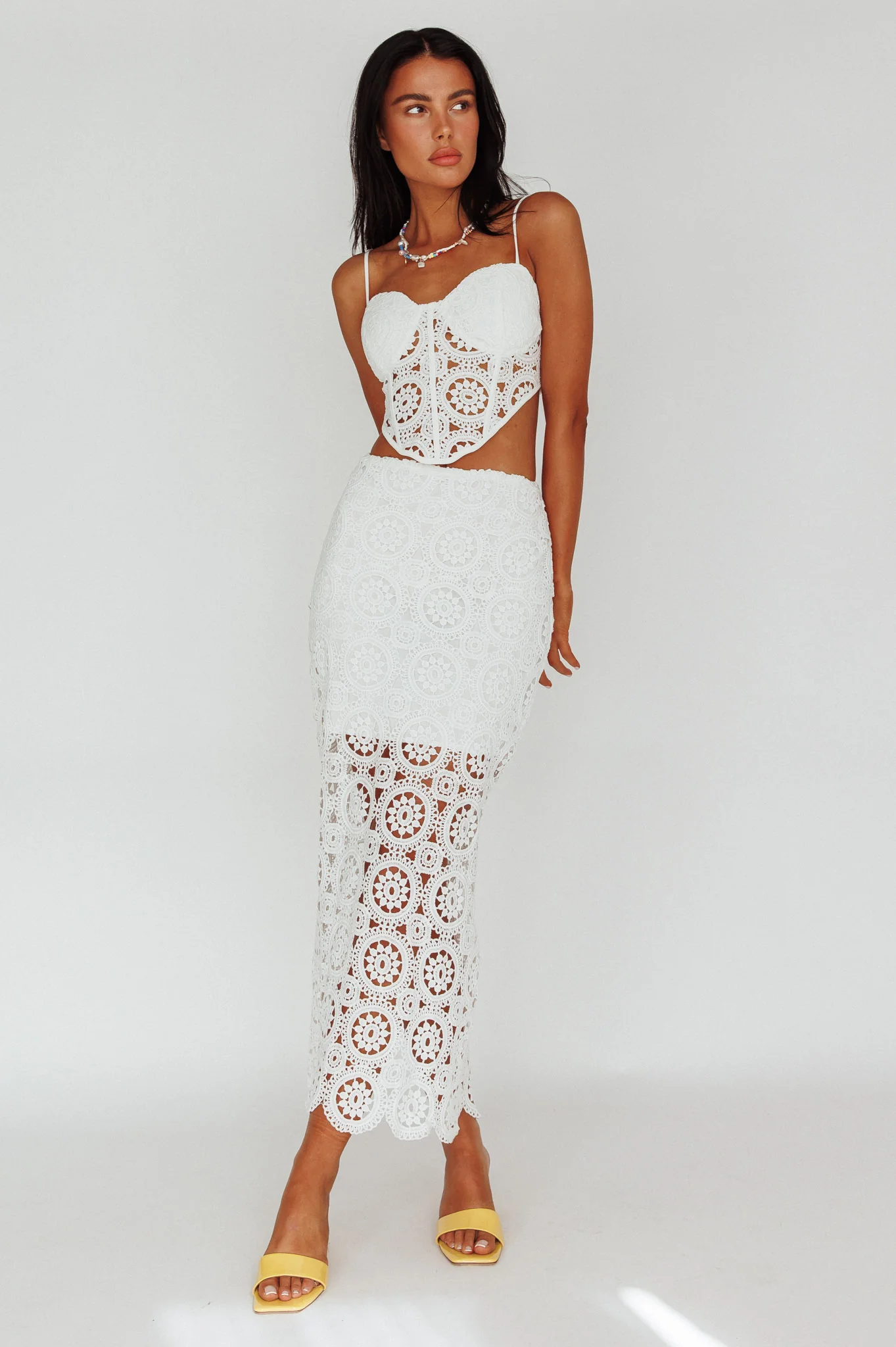Granada Lace Corset Crop Top White - Image 5