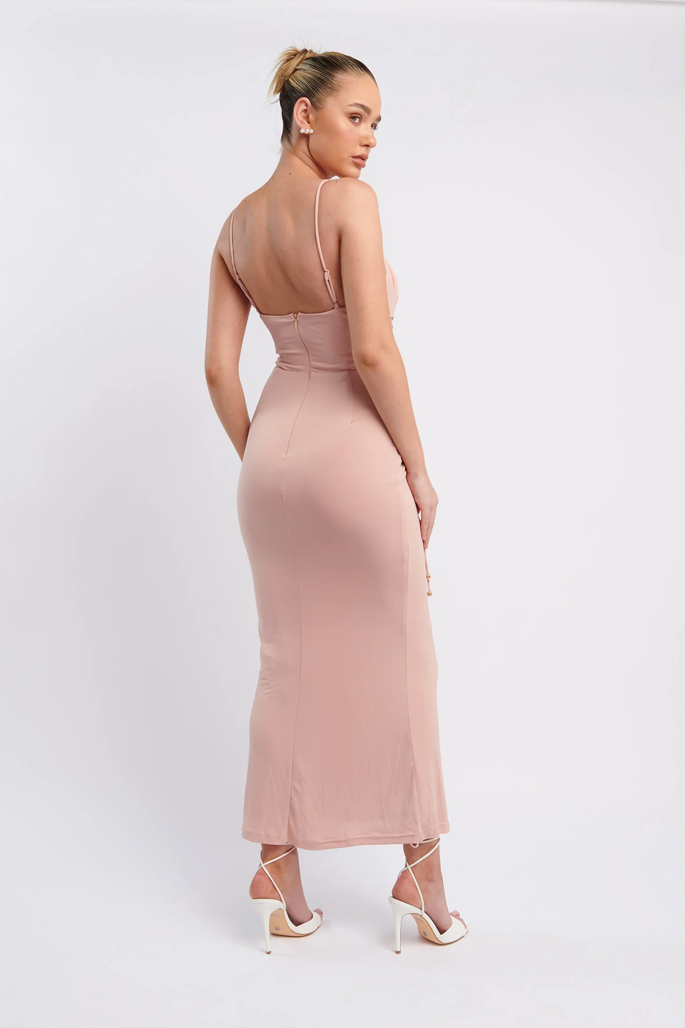 Graziella Laced Corset Midi Dress Nude - Image 2