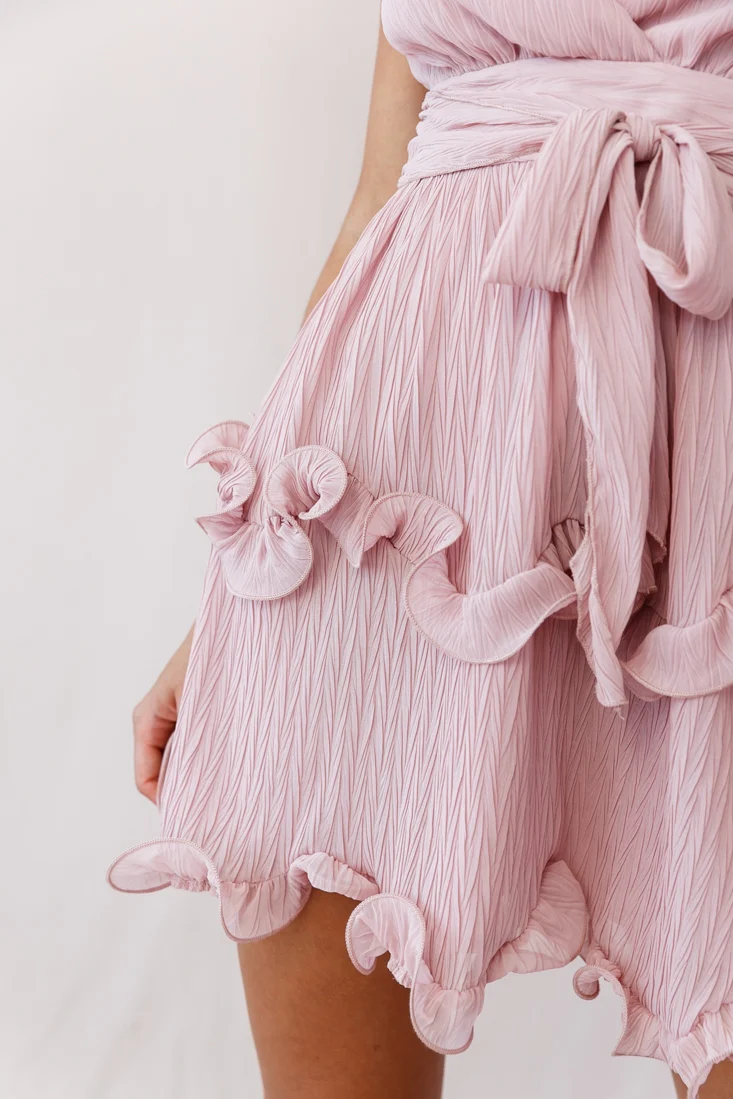 Greta Cami Strap Frill Chiffon Dress Blush - Image 4