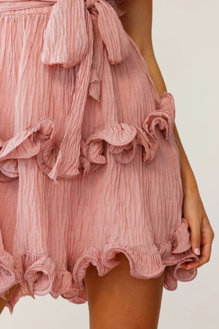 Greta Sleeveless Tiered Ruffle Chiffon Dress Rose - Image 7
