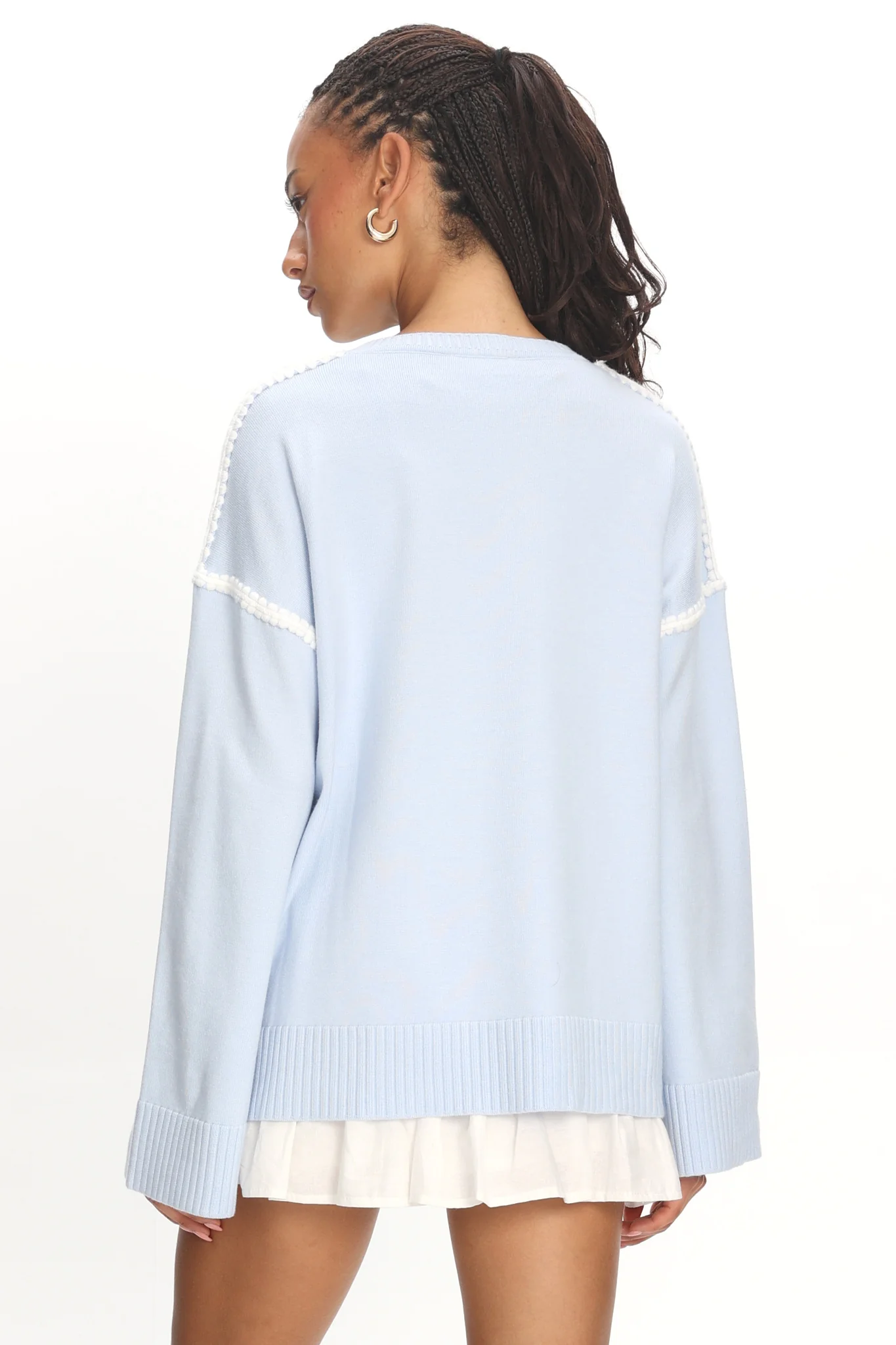 Guardian Contrast Knit Sweater Baby Blue - Image 3