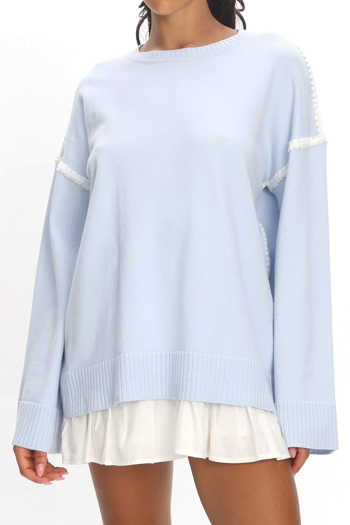 Guardian Contrast Knit Sweater Baby Blue - Image 4