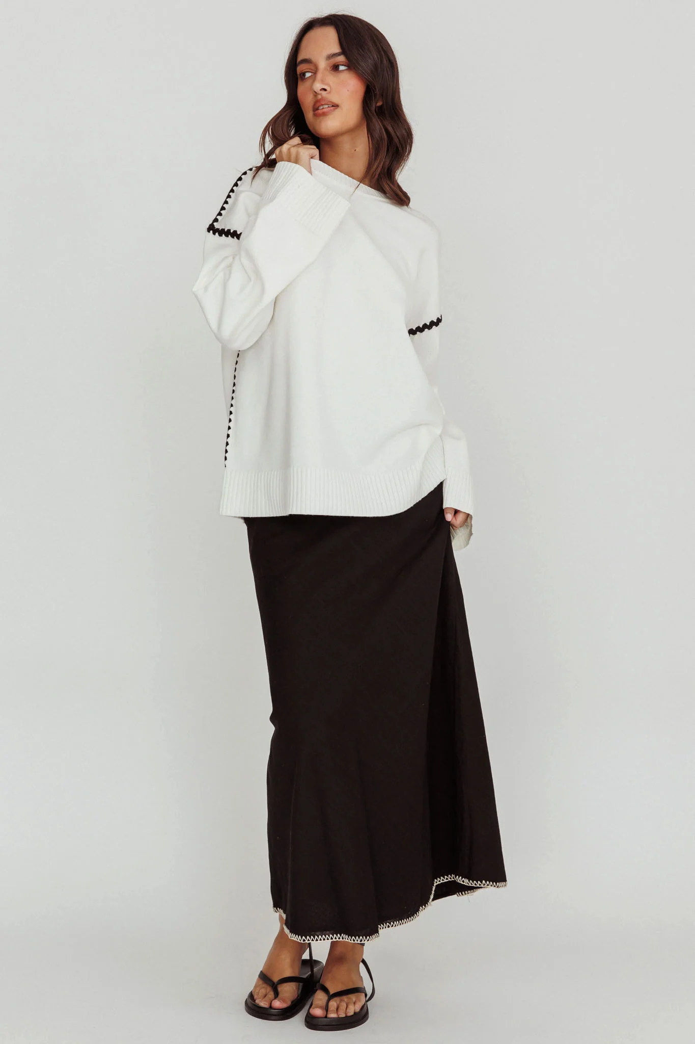 Guardian Contrast Knit Sweater Off White - Image 3