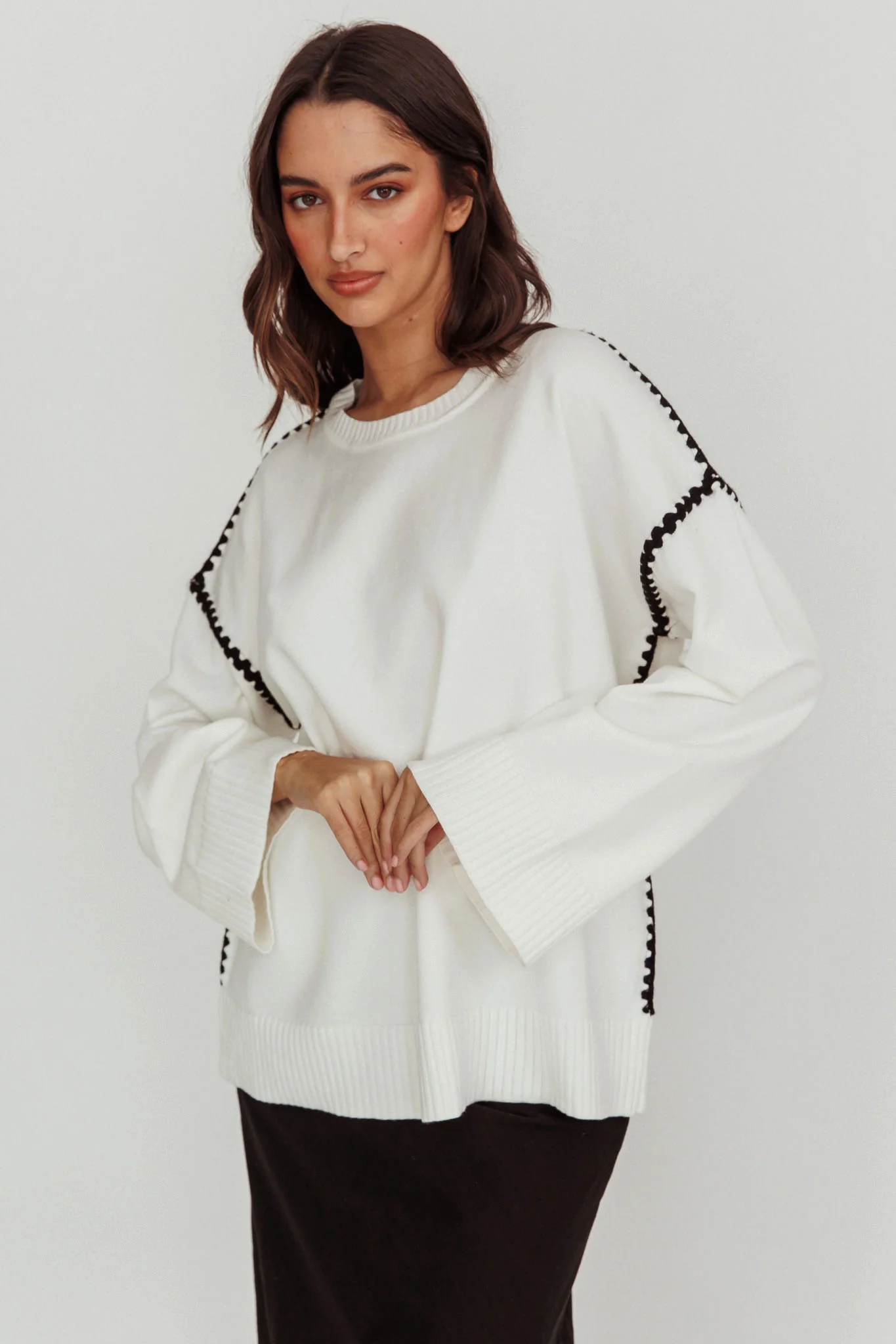 Guardian Contrast Knit Sweater Off White - Image 5