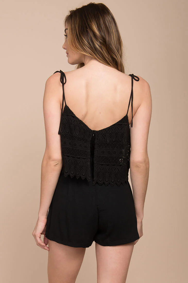 Hailee Crochet Romper Black - Image 3