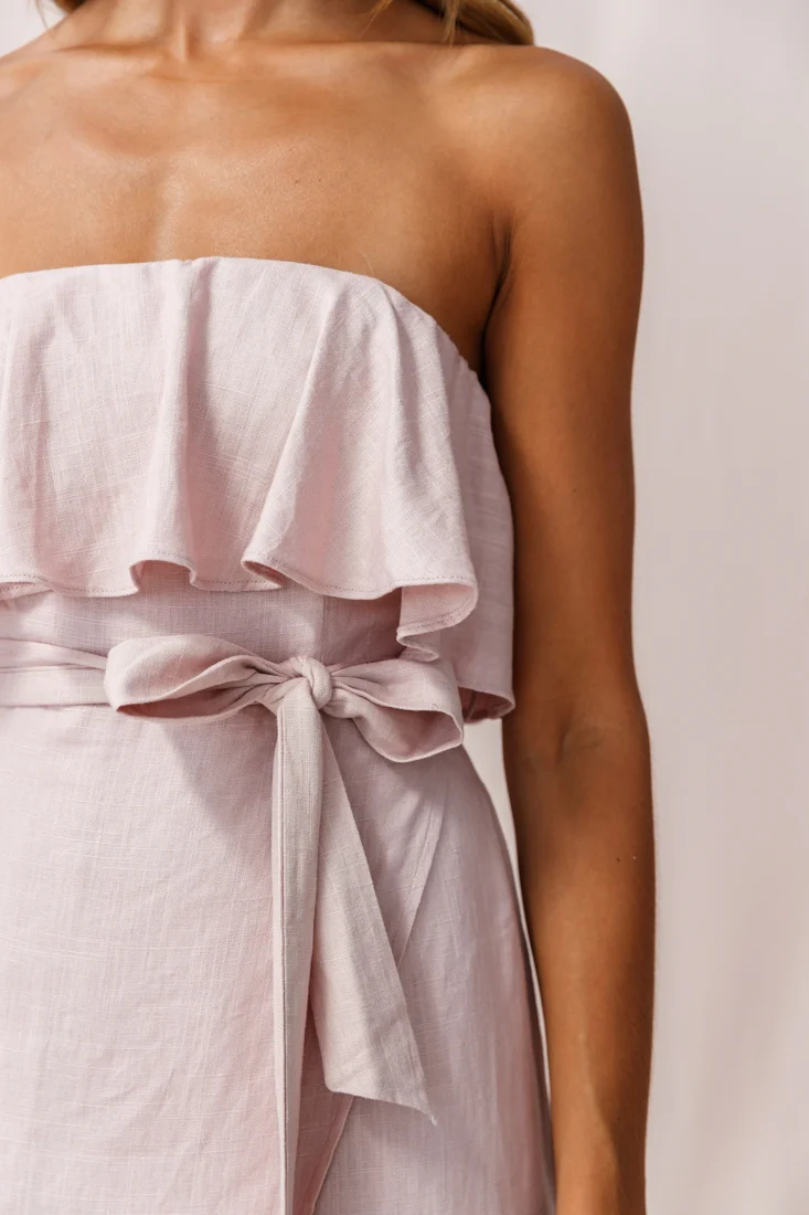 Hamilton Bandeau Ruffle Midi Dress Blush - Image 4