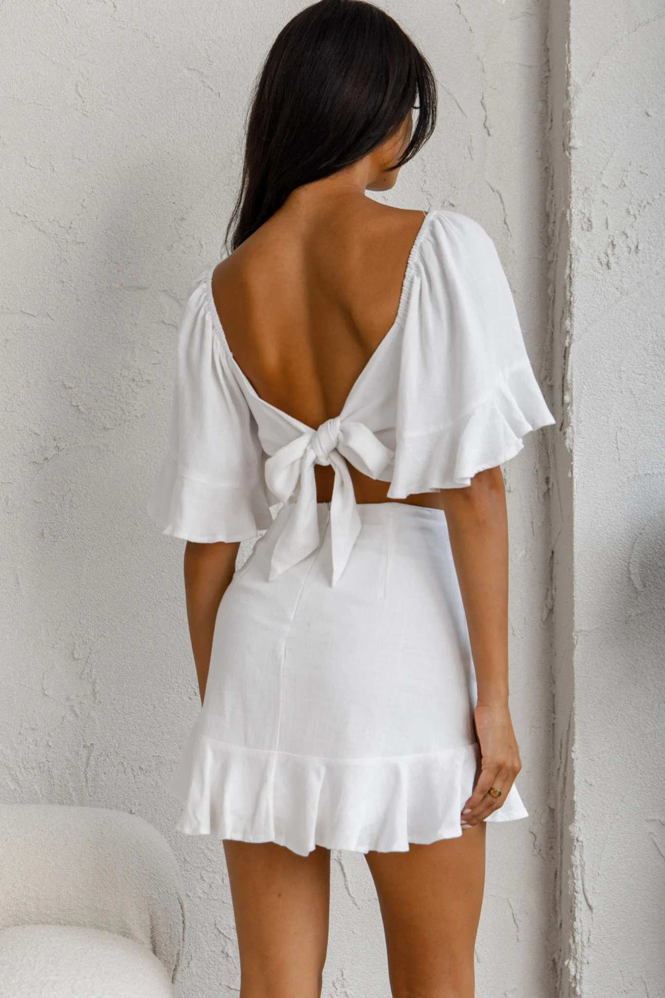 Hand In Mine Wide Ruffle Hem Skirt White - Image 2
