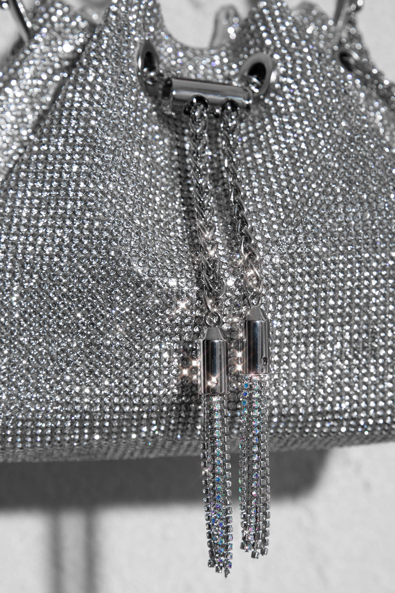 Hannah Diamante Bucket Bag Silver - Image 4