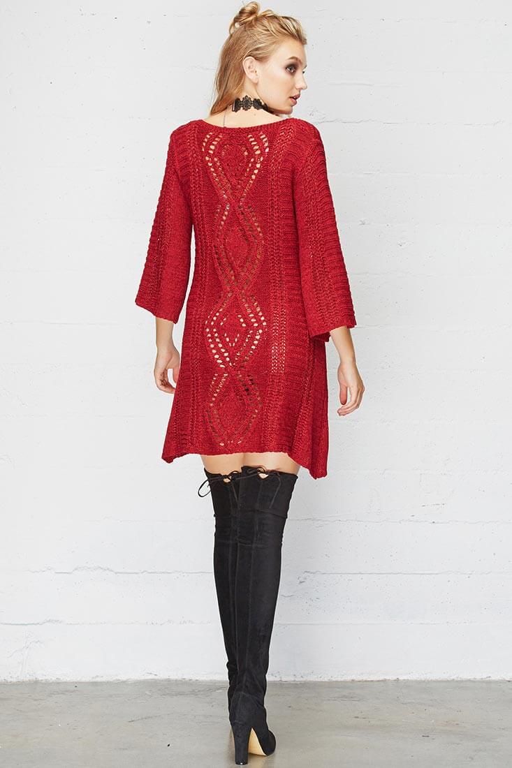 Hannah Classy Sweater Dress Red - Image 4