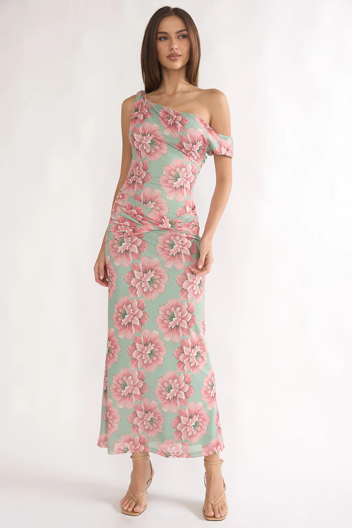 Harla Asymmetric Neckline Maxi Dress Floral - Image 2