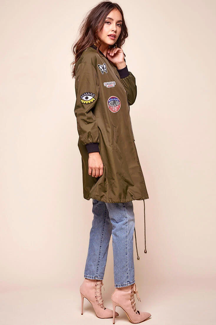 Harlan Patchwork Bomber Army Green Khaki - Image 3
