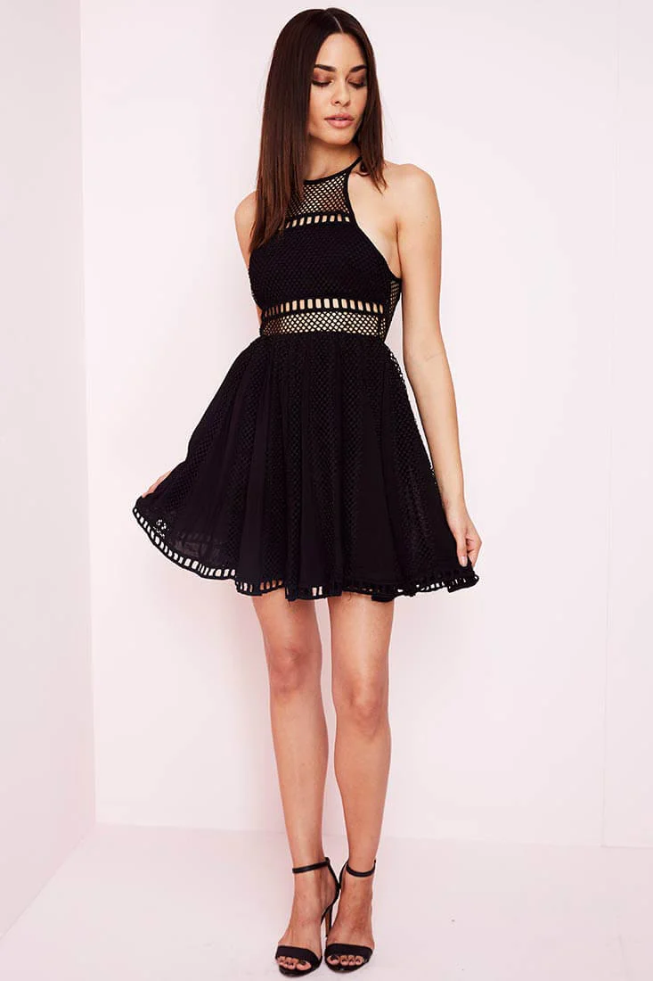 Harmoni Net Fit and Flare Dress Black - Image 4