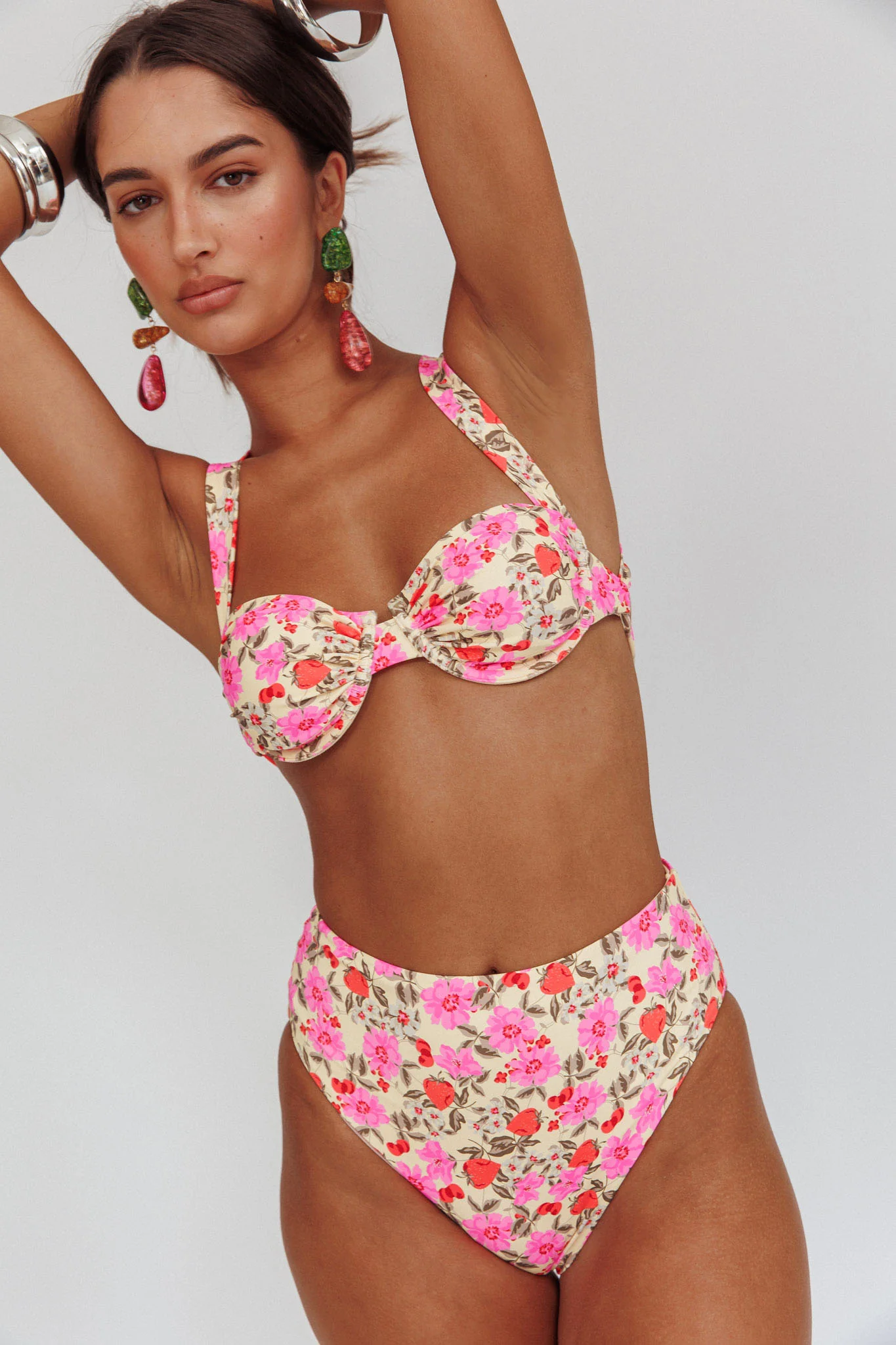 Harmonia High Waist Bikini Bottom Yellow Floral - Image 2