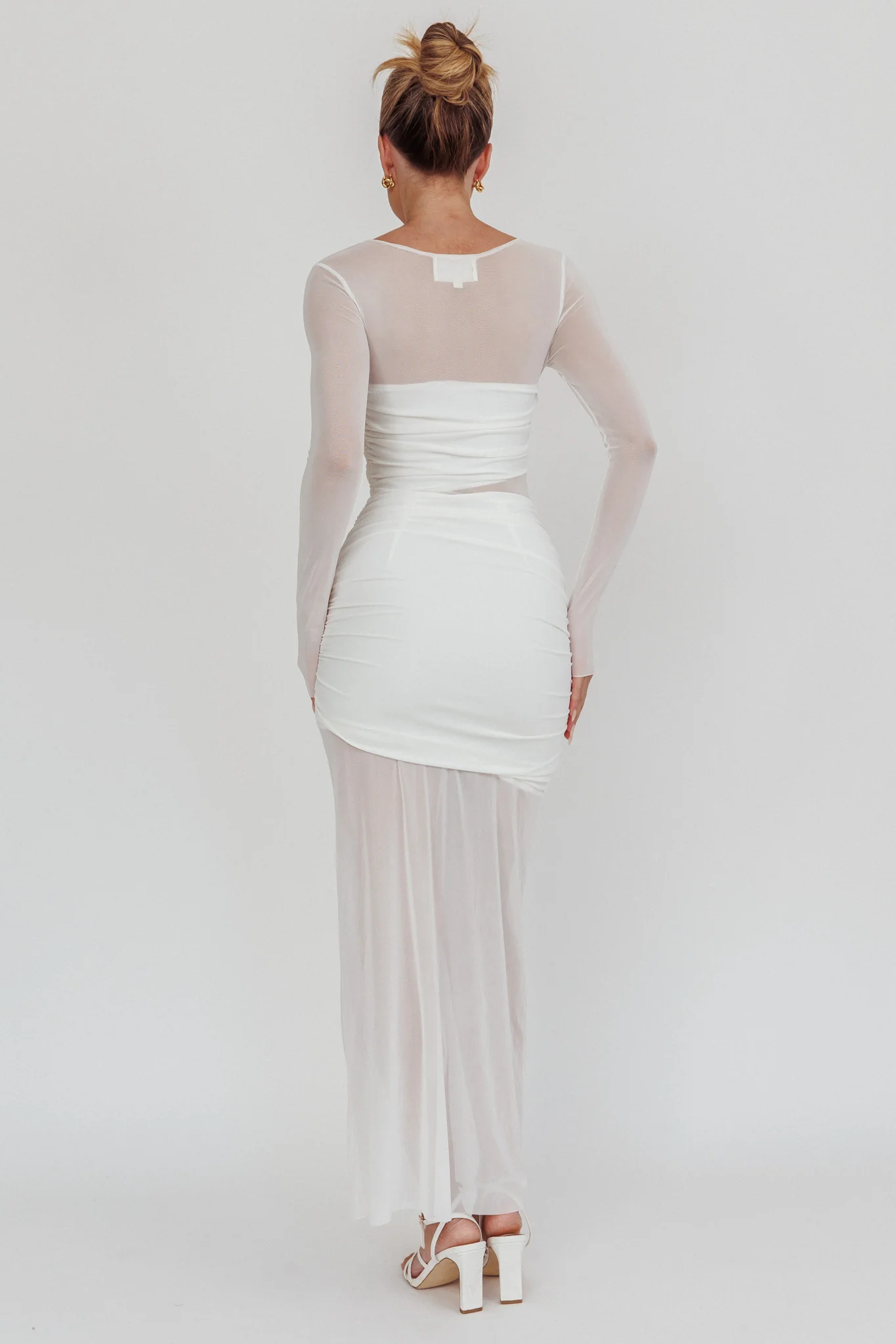 Harpa Mesh Maxi Dress White - Image 3