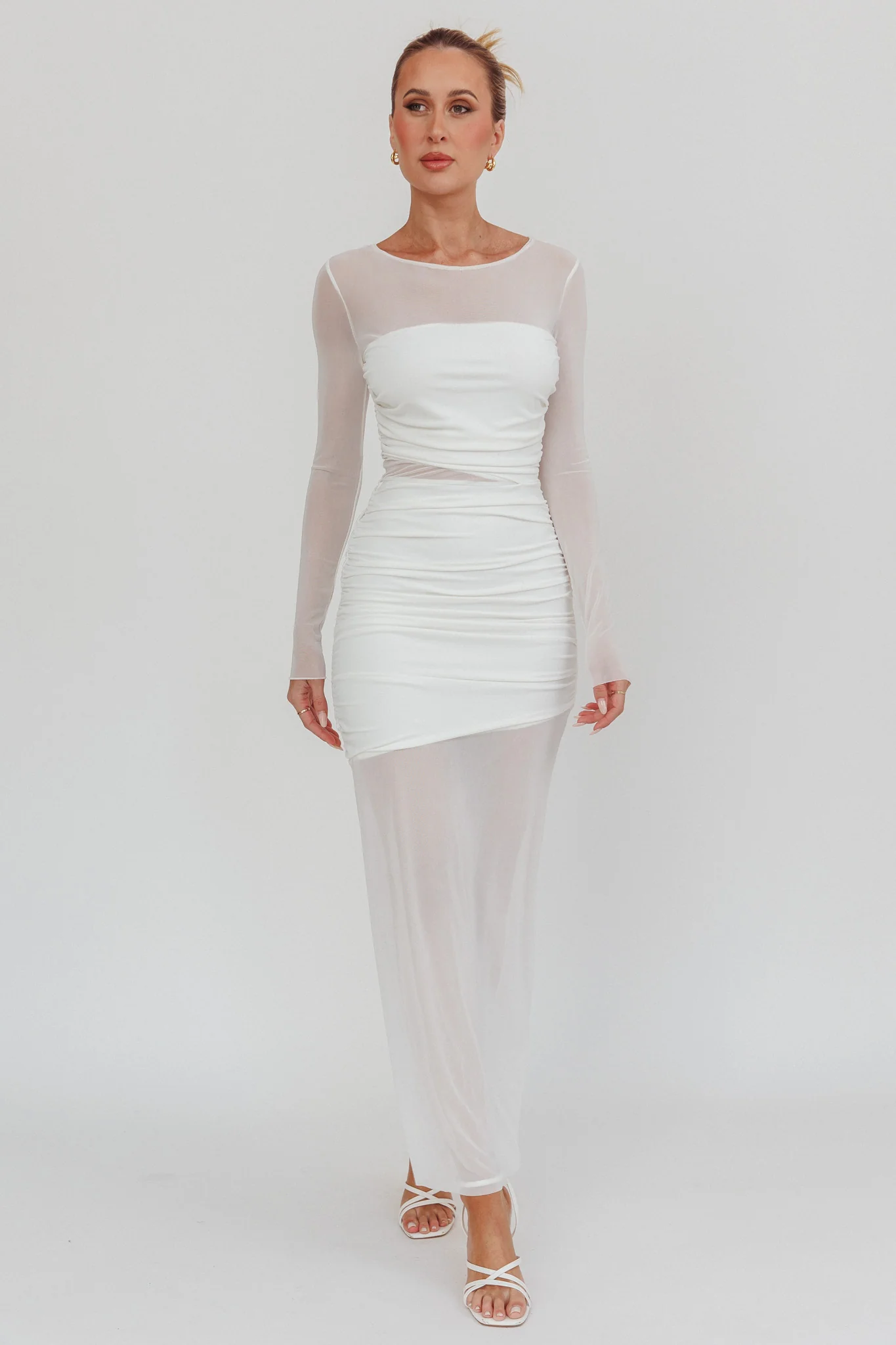 Harpa Mesh Maxi Dress White - Image 6