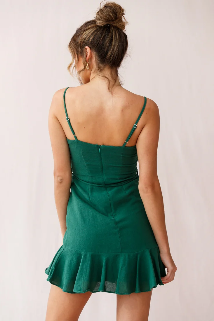 Hart Flowy Chiffon Mini Dress Forest Green - Image 3