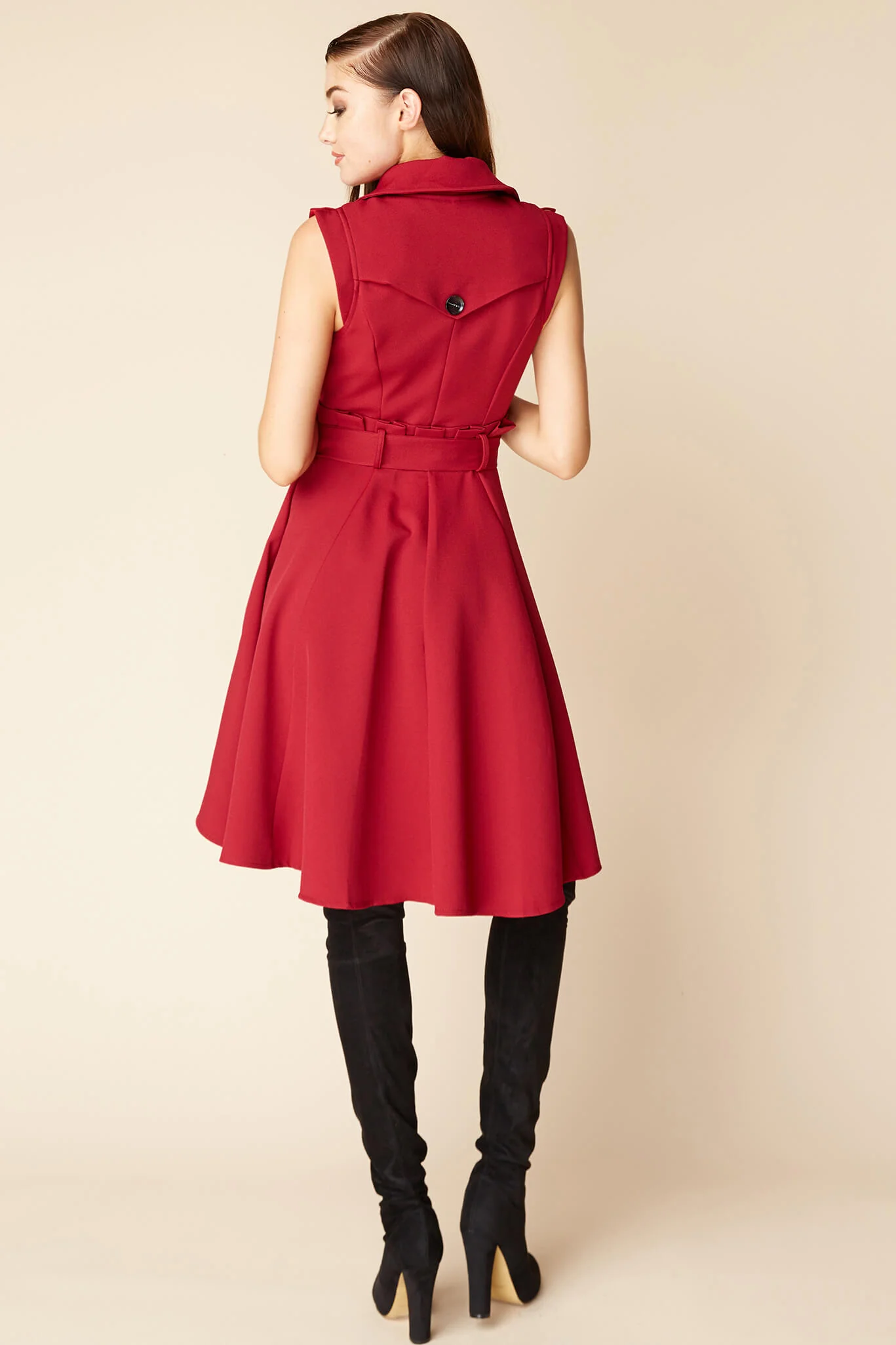 Harvard Bow Tie Trench Dress Red - Image 3