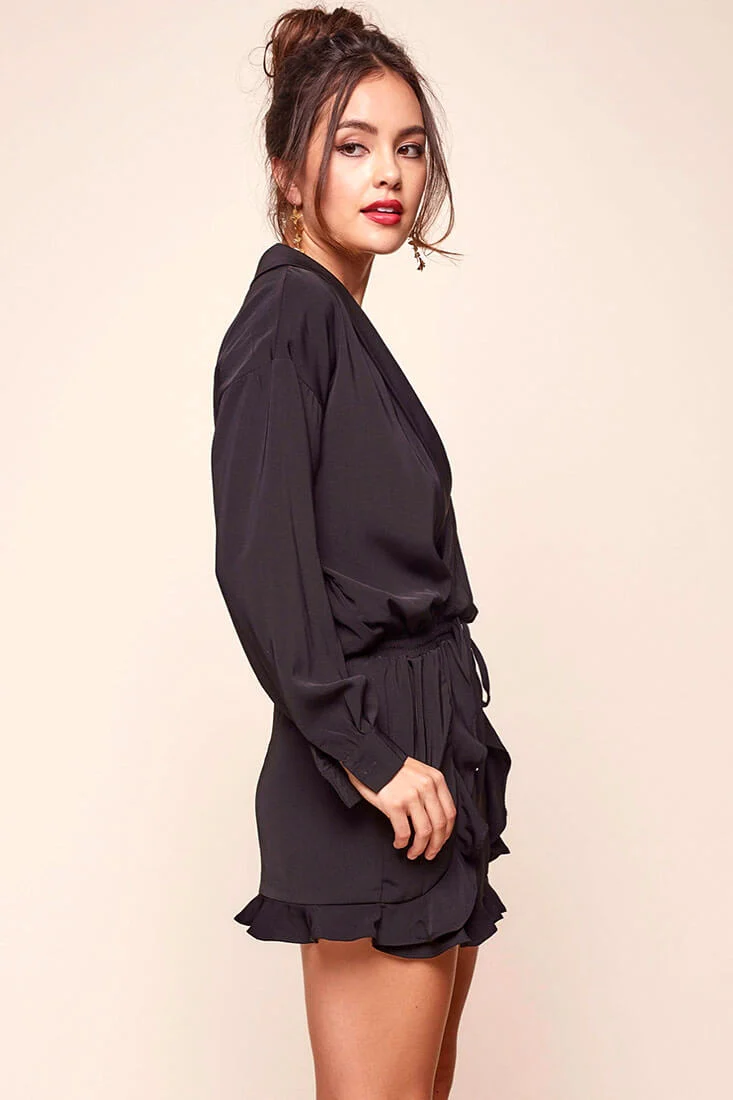 Hayley Classy Tuxedo Romper Black - Image 2