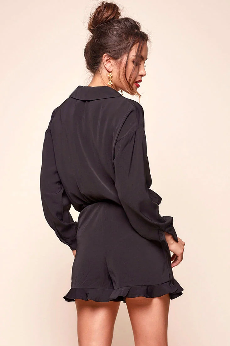 Hayley Classy Tuxedo Romper Black - Image 5