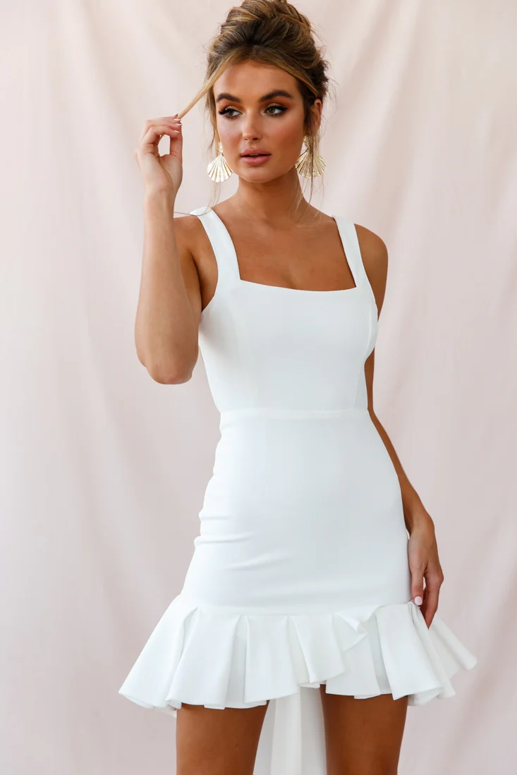 Heartbreaker Open Back Pleated Hem Dress White - Image 3