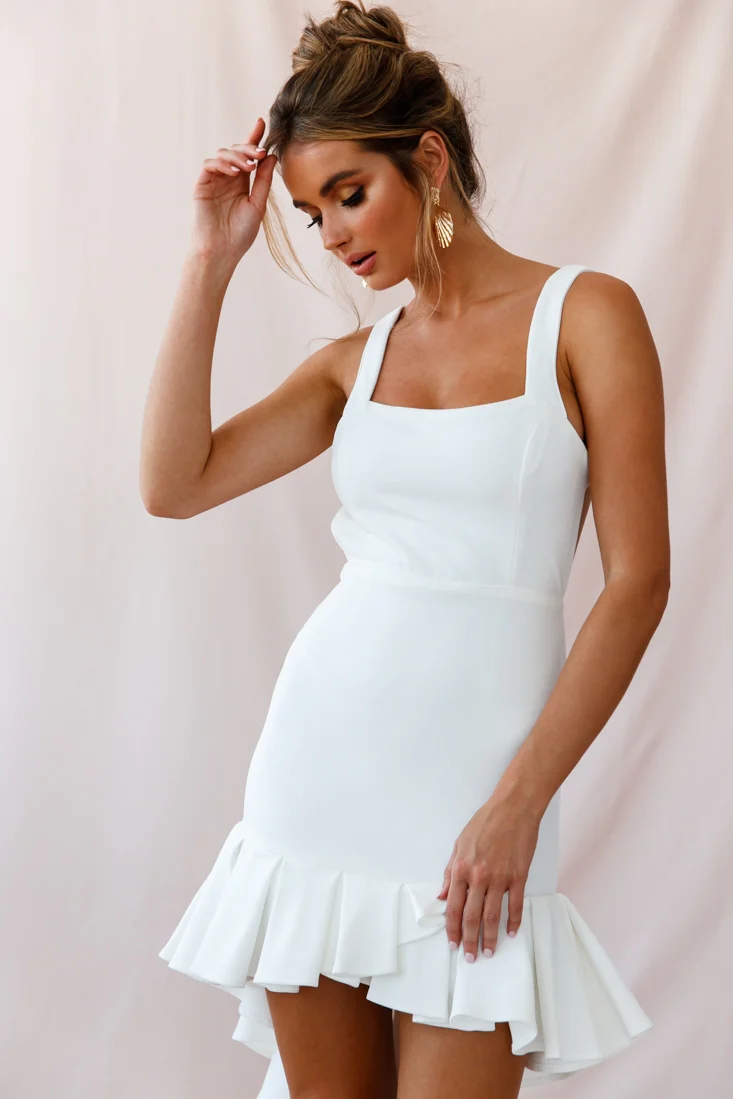 Heartbreaker Open Back Pleated Hem Dress White - Image 6