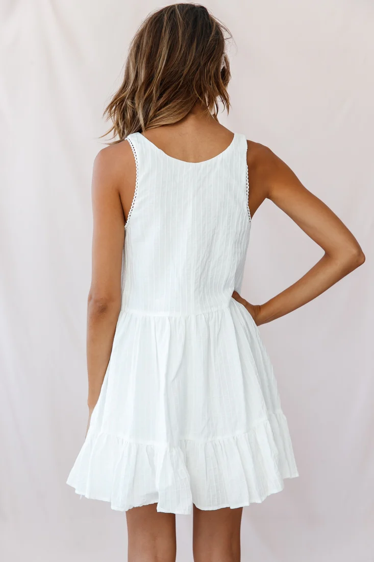 Heather Round Neck Swing Dress White - Image 3