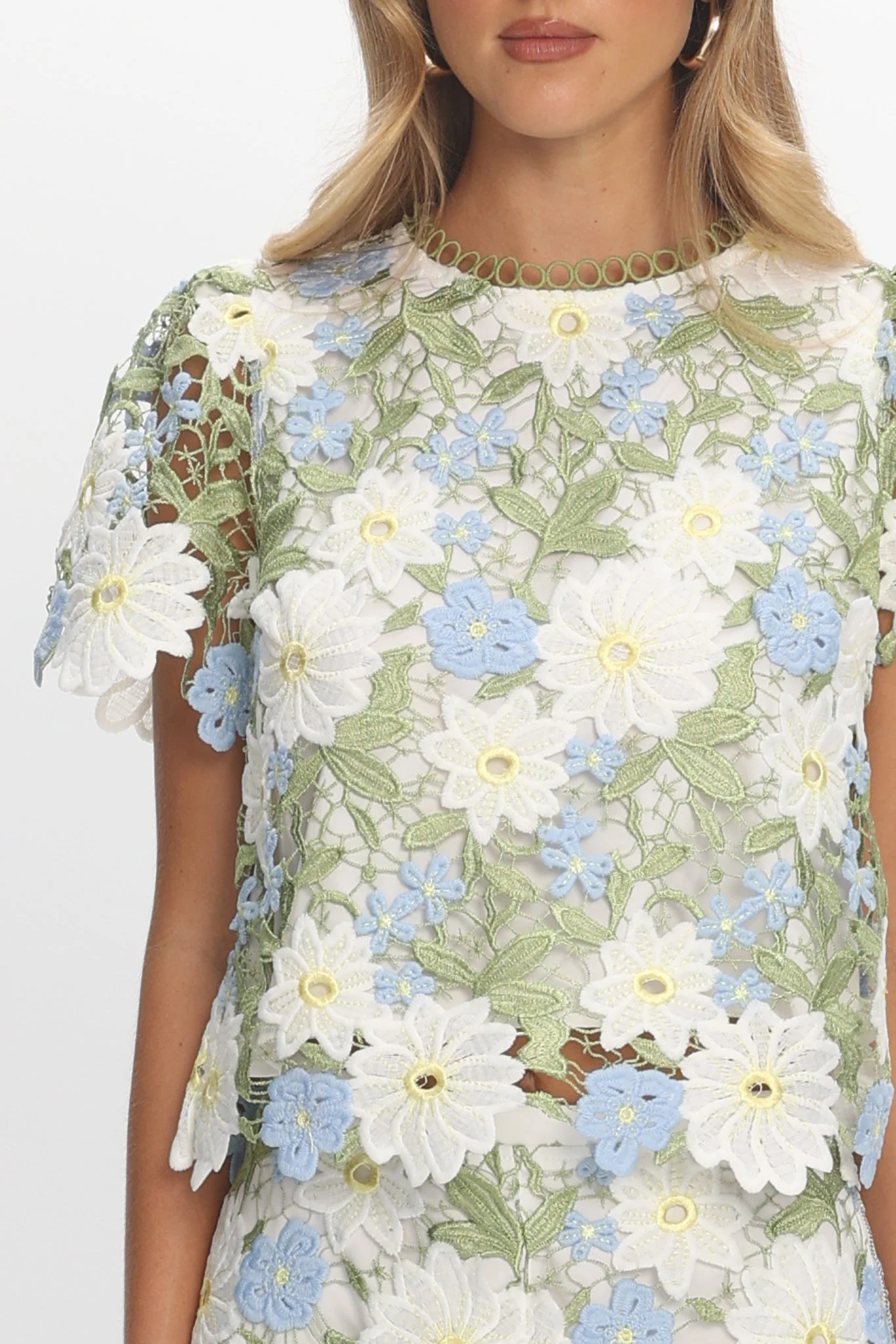 Heatwave Embroidered Top Floral Green - Image 4
