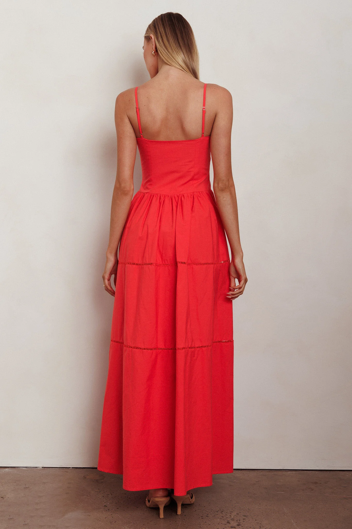 Heavenly Glow Gathered Bust A-Line Maxi Dress Red - Image 2