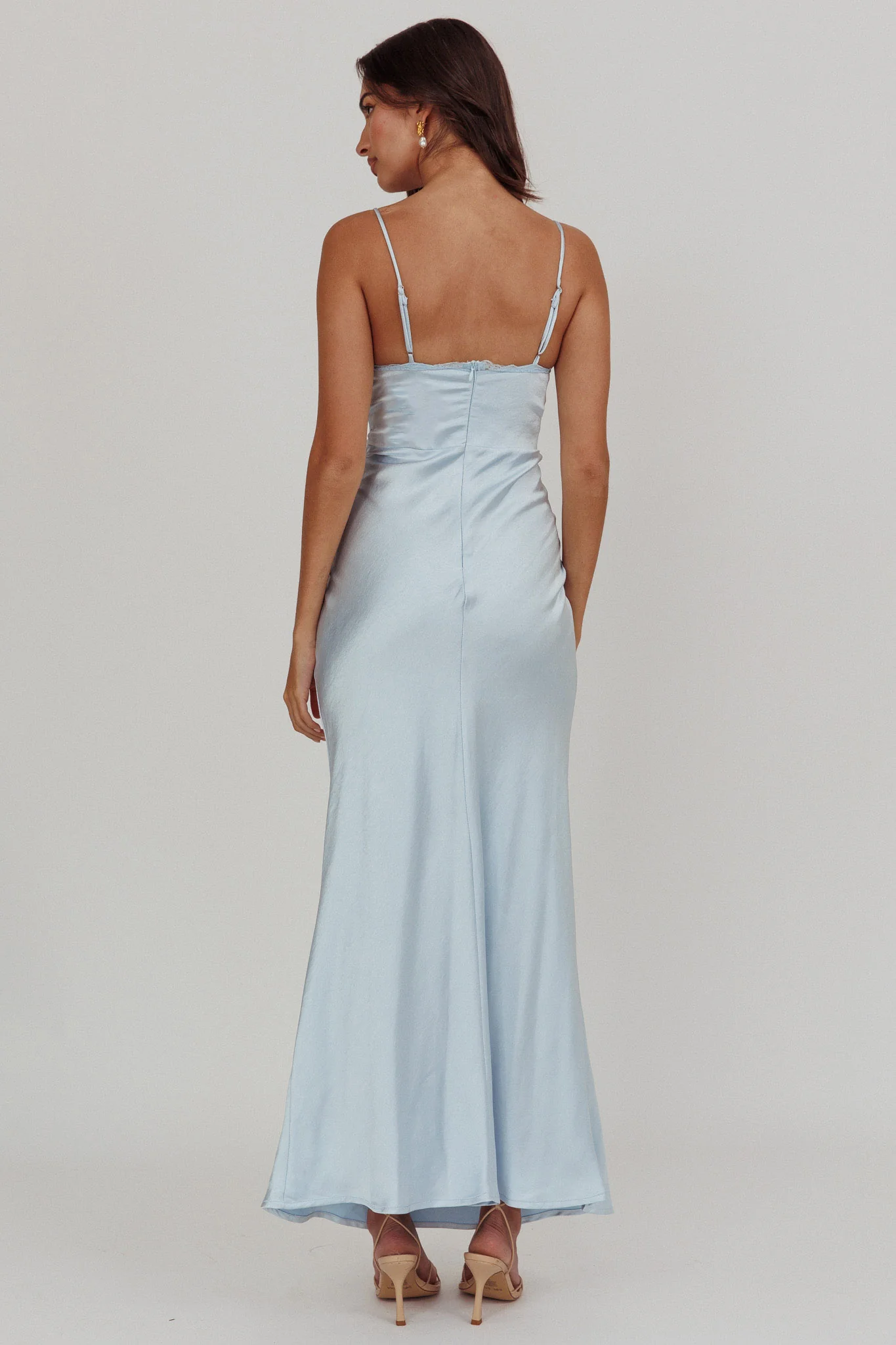 Her theory Lace Trim Maxi Dress Steel Blue - Image 2