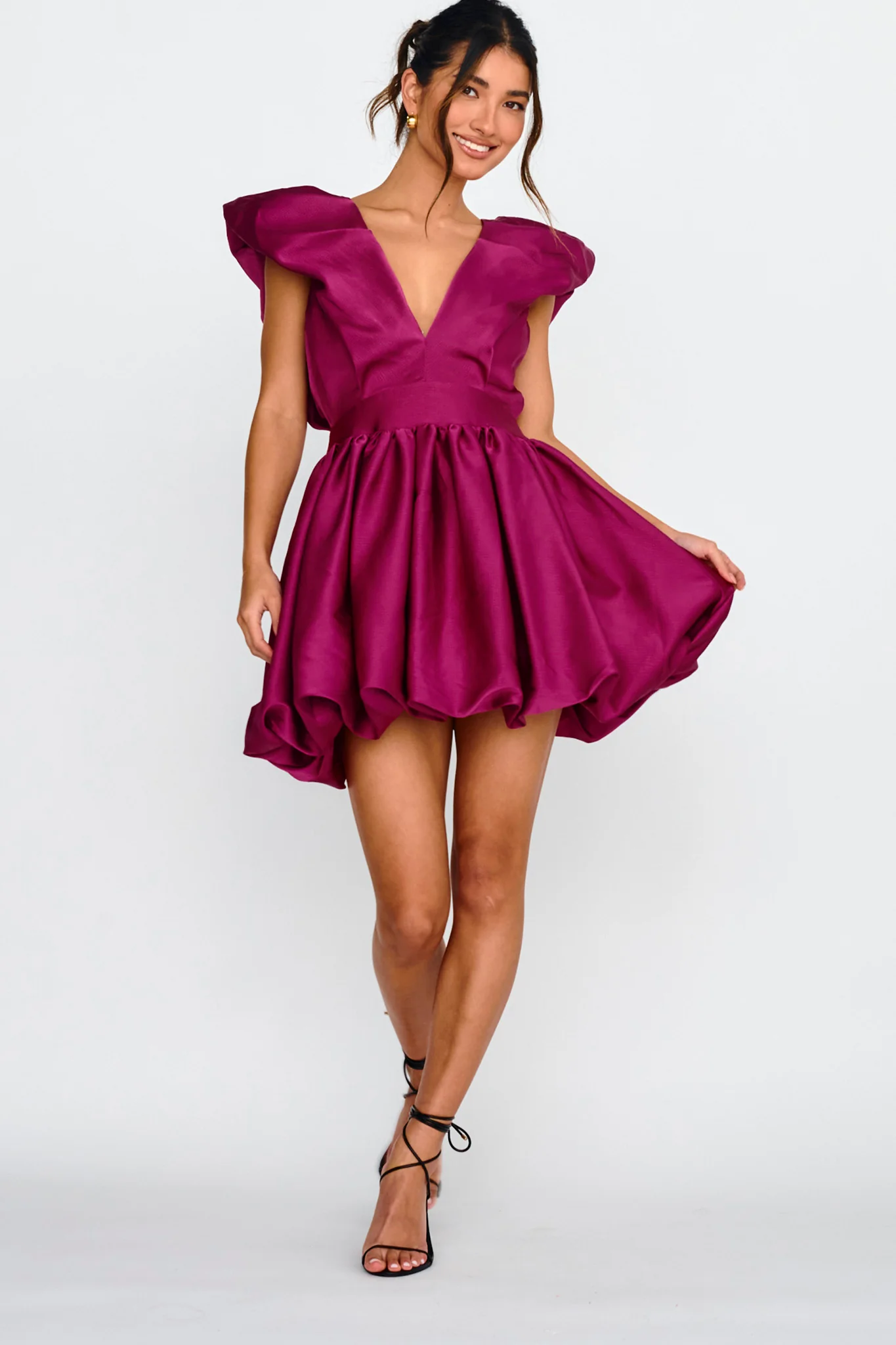 Hidden Heart Bubble Hem Mini Dress Magenta - Image 8