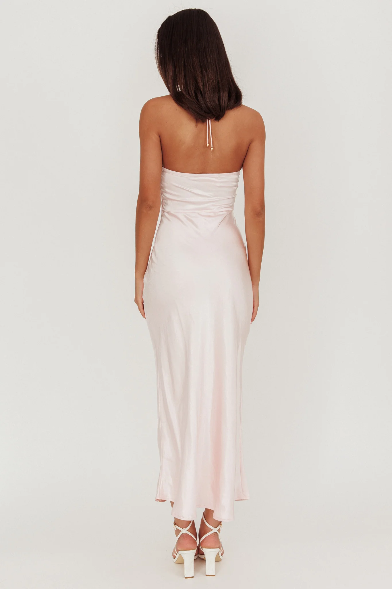High Roller Flower Decoration Halter Dress Baby Pink - Image 3