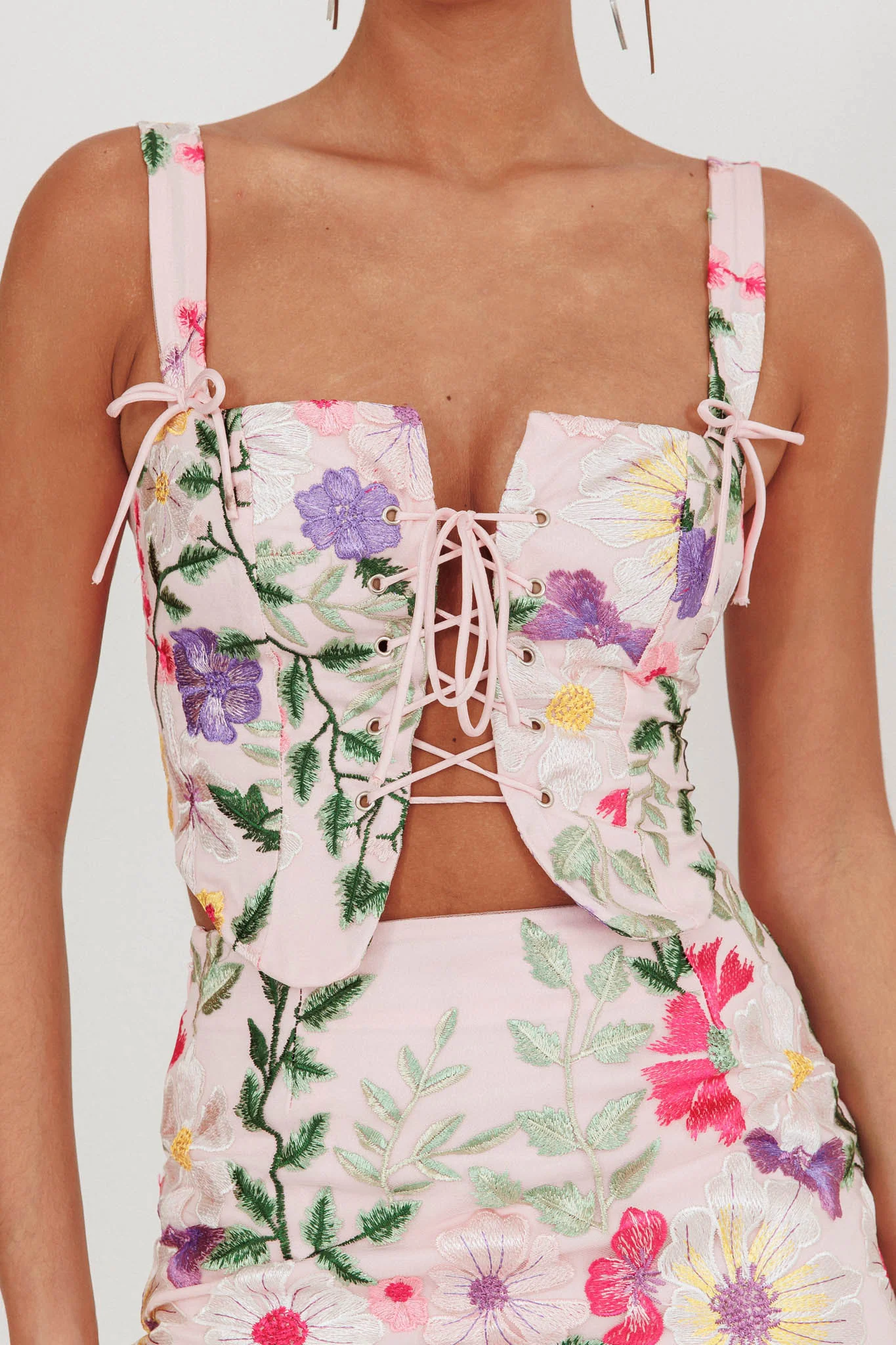 High Street Jacquard Corset Top Floral Multi - Image 3